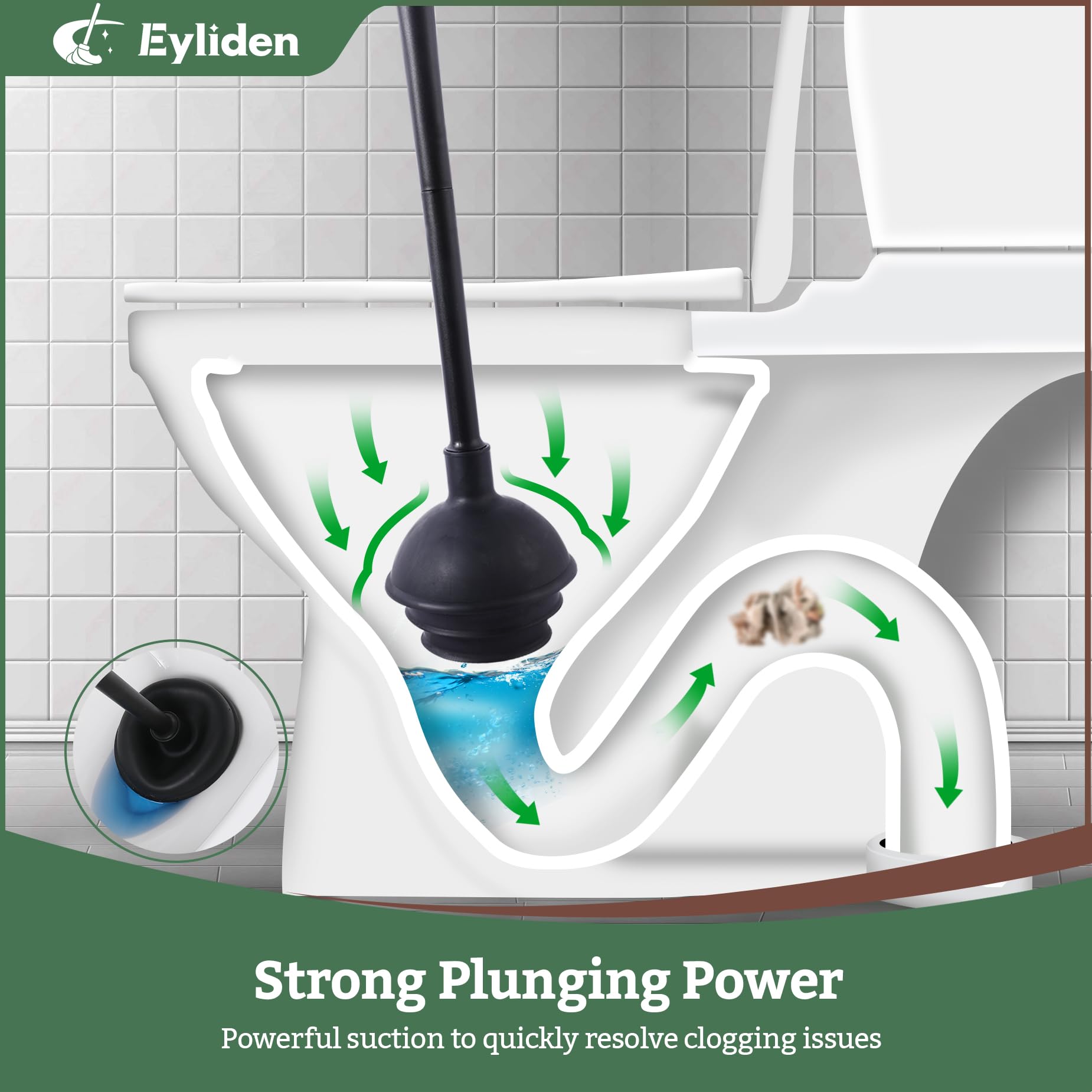 Eyliden Disposable Toilet Brush And Plunger, Toilet Bowl Wand Kit Combo With Storage Caddy And 10Pcs Refills Heads, Compact Toil
