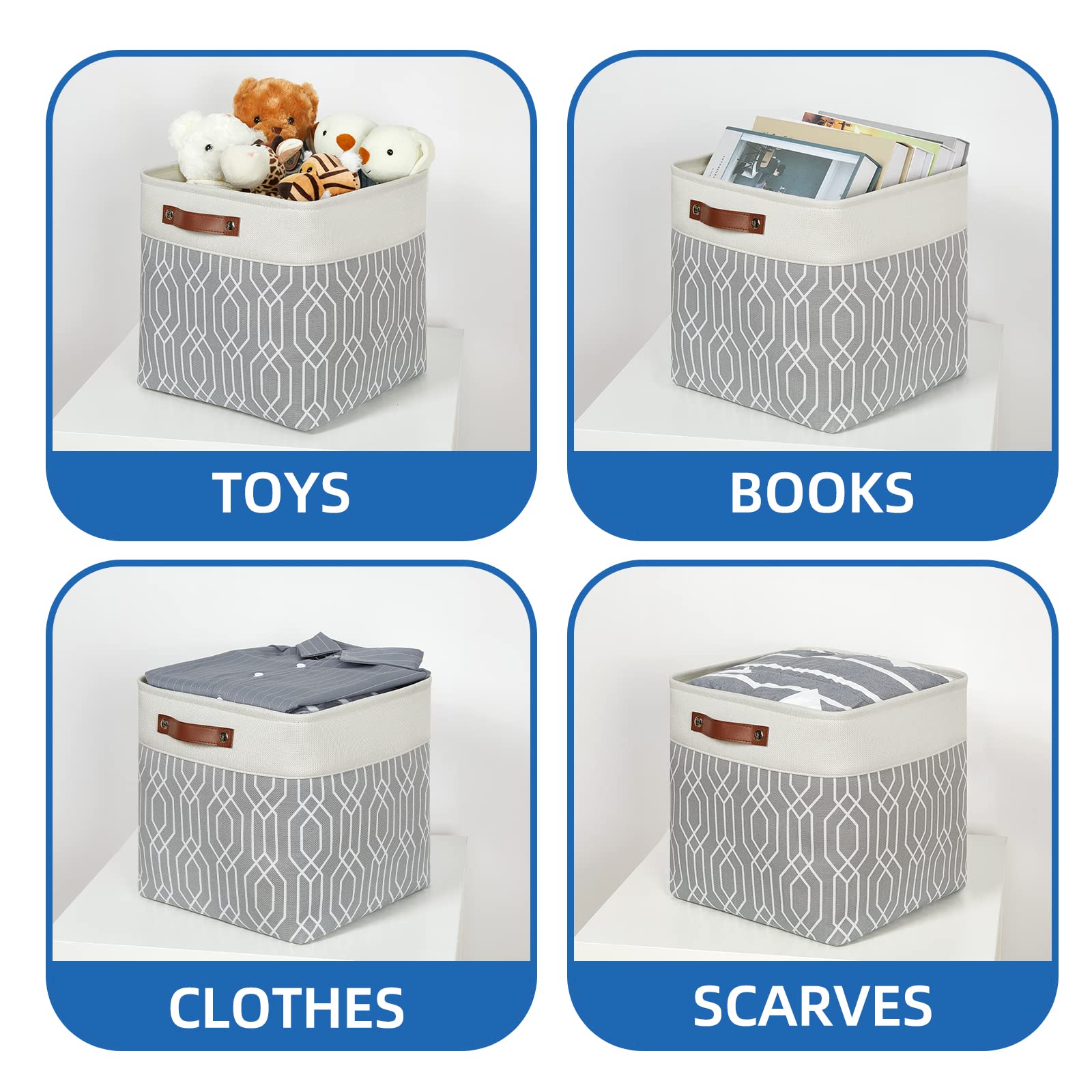 Temary Collapsible Baskets 13 Inch Storage Cubes For Organizing, Storage Baskets For Shelves, 4 Pack Fabric Storage Cubes Bins F