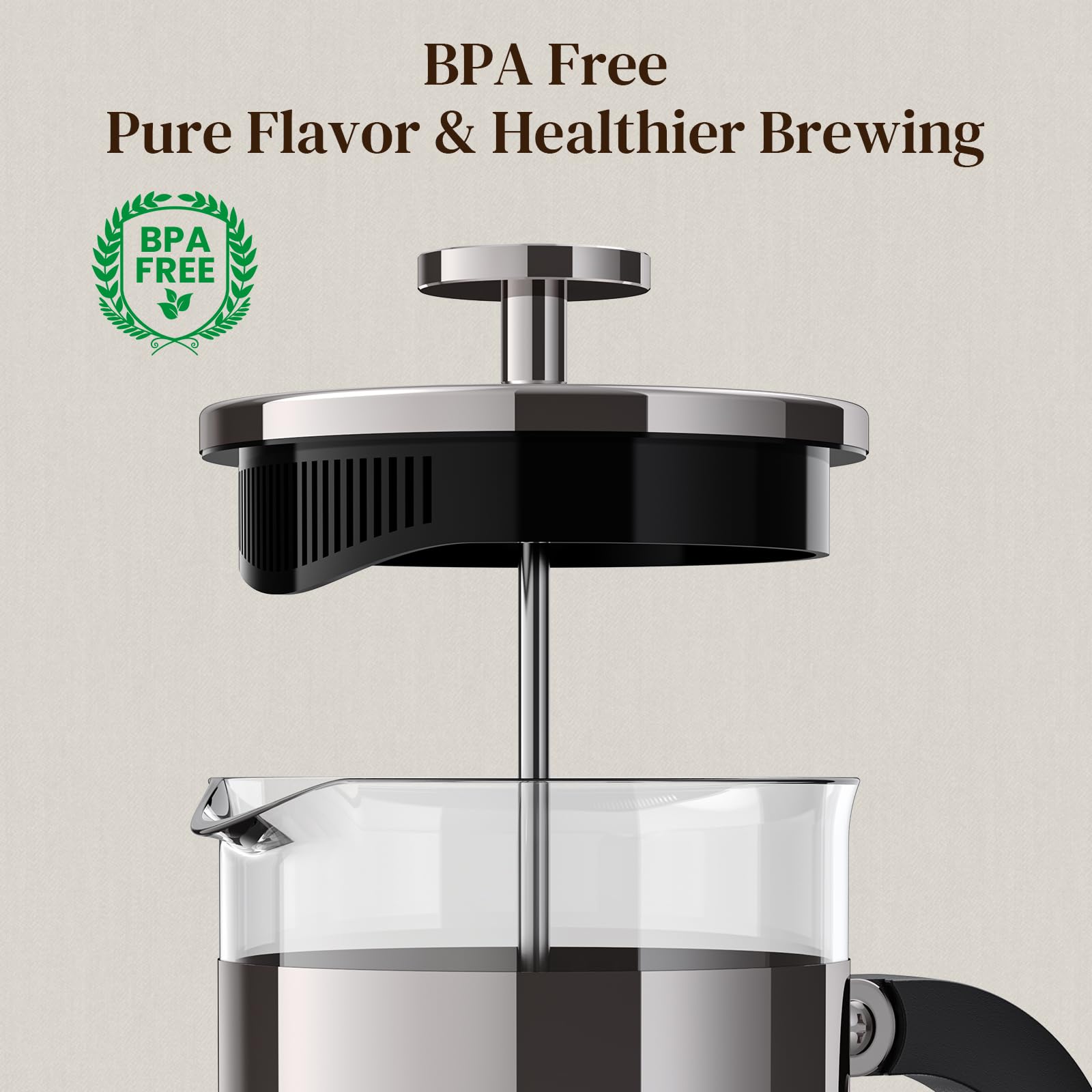 Veken French Press Coffee Maker 21oz 0.6 L, Heat Resistant Thickened Borosilicate Glass,Stainless Steel Brewer,Single Serve Smal