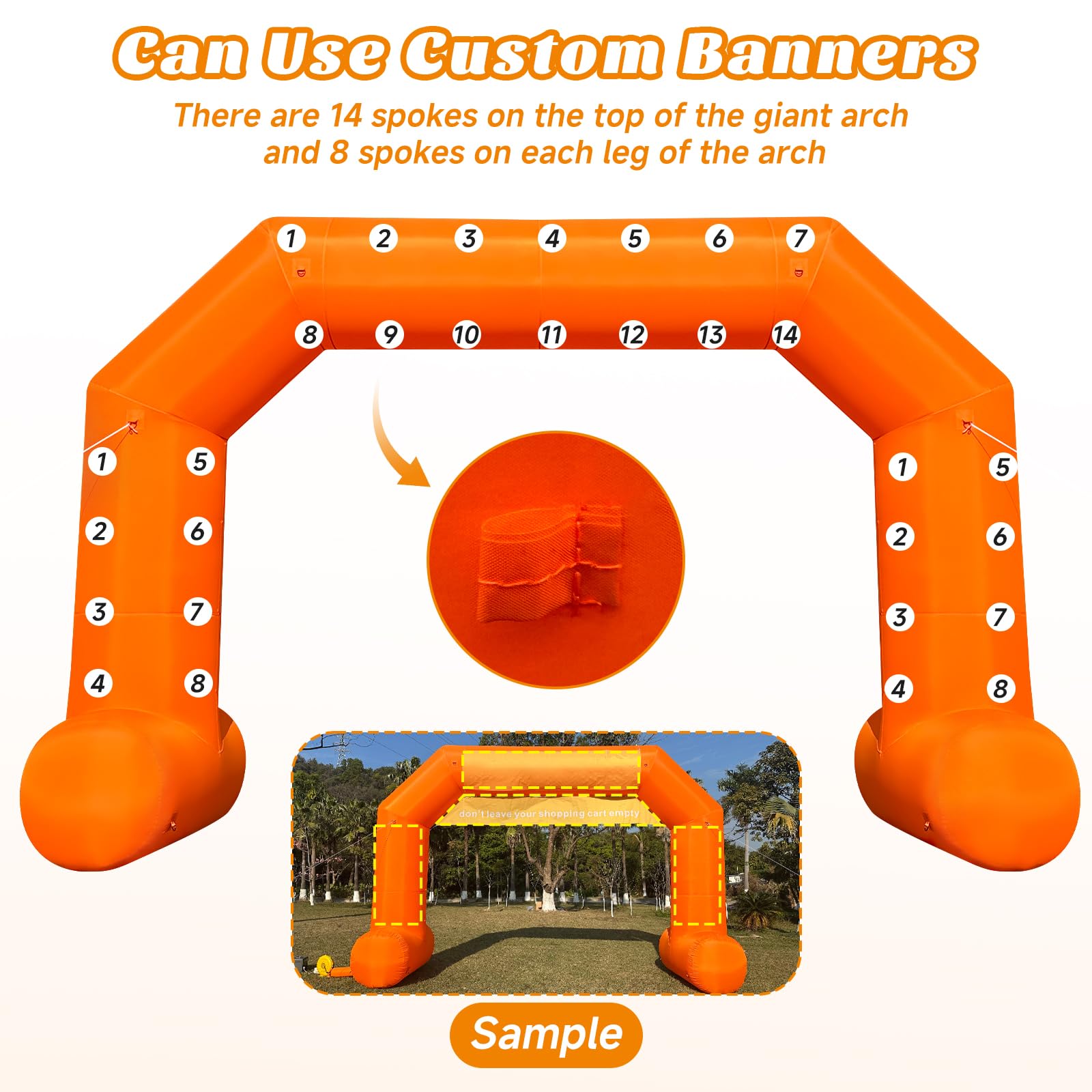 Cinnliy 20Ft Inflatable Archway,Orange Inflatable Start and Finish Arch Outdoor,Sport Blow up Arch Inflatable for Race Outdoor S