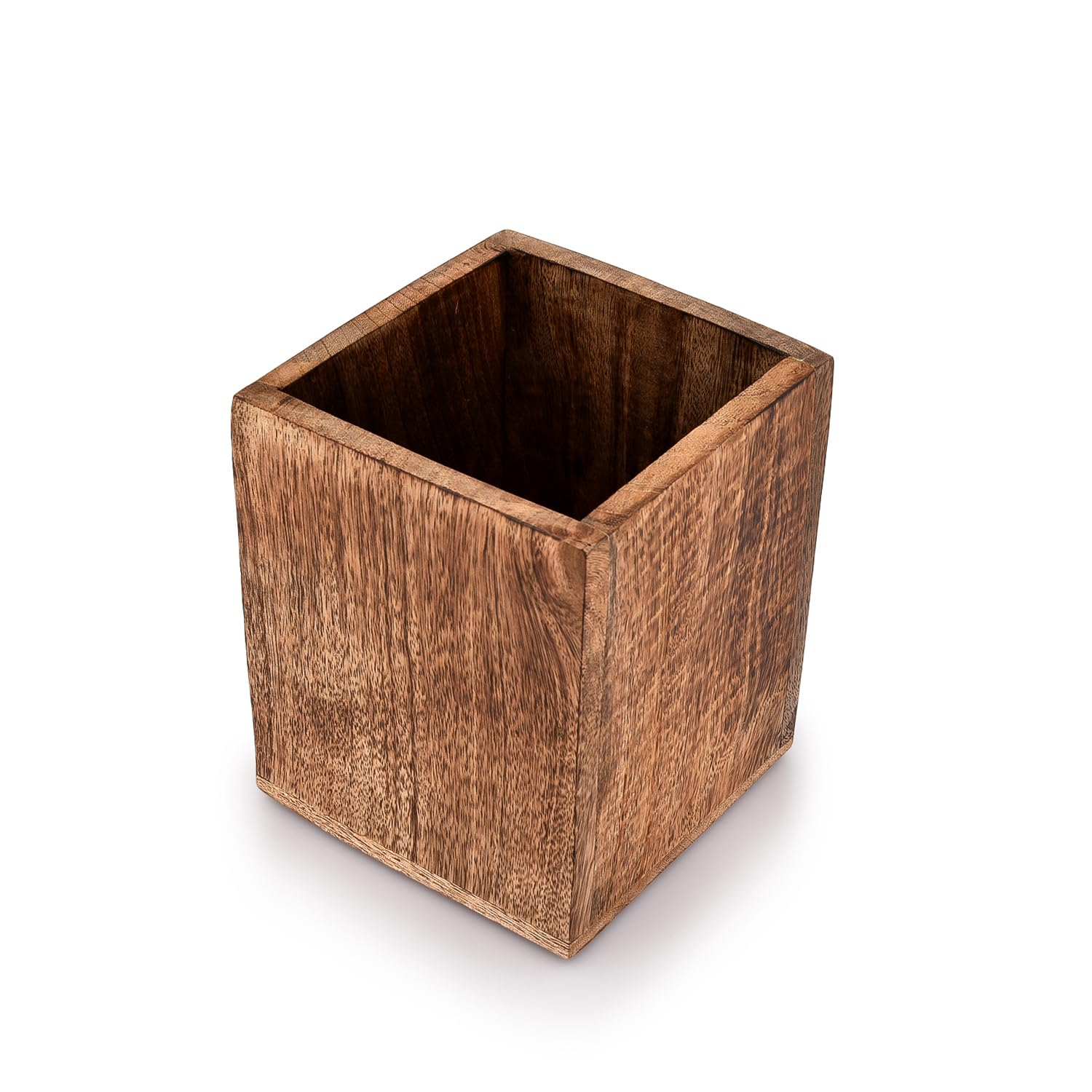 Samhita Mango Wood Burning Finished Kitchen Utensil Holder For Countertop, Utensil Holder Container For Kitchen Cooking Utensil.