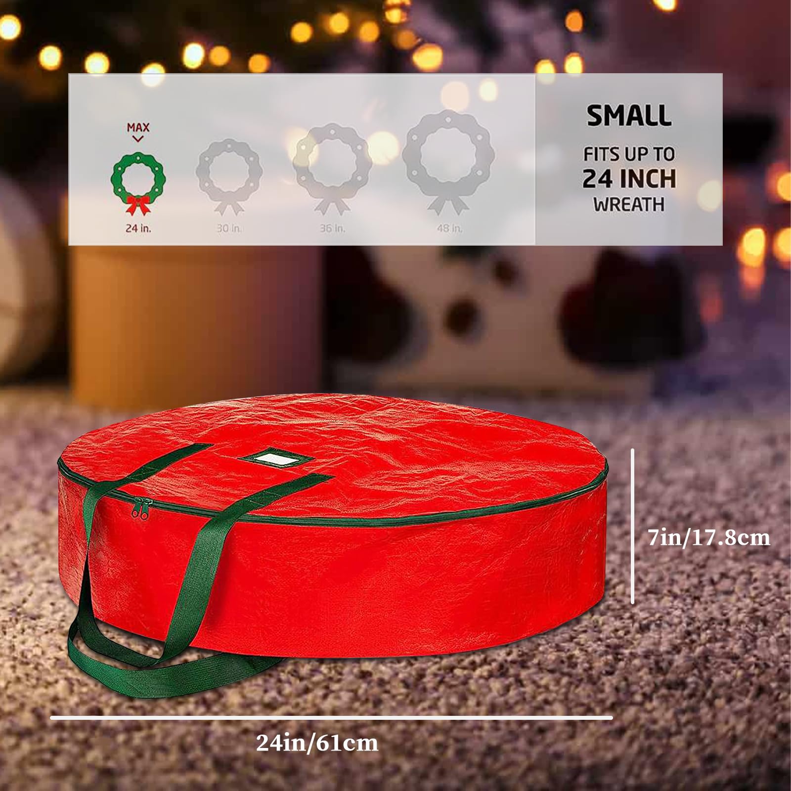 Christmas Wreath Storage Bag 24 Inch - 2 Pack Christmas Wreath Garland Storage Container With Dual Zipper & Handles, Wreath Stor