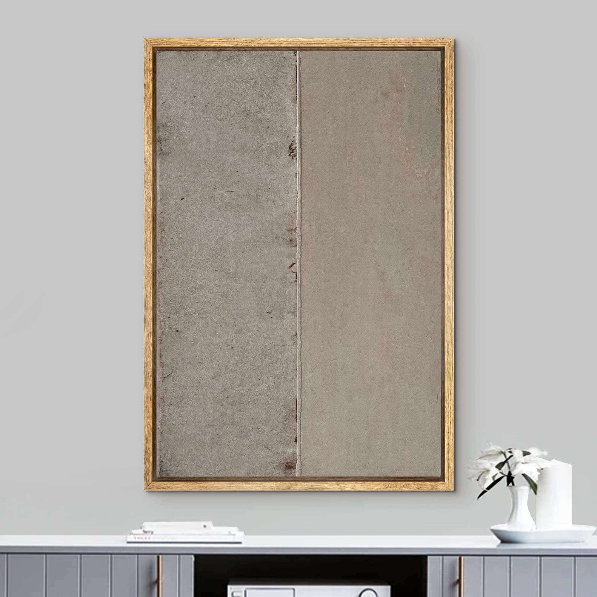 Idea4Wall Framed Canvas Print Wall Art Geometric Gray Grunge Retro Color Blocks Abstract Shapes Illustrations Modern Art Minimal