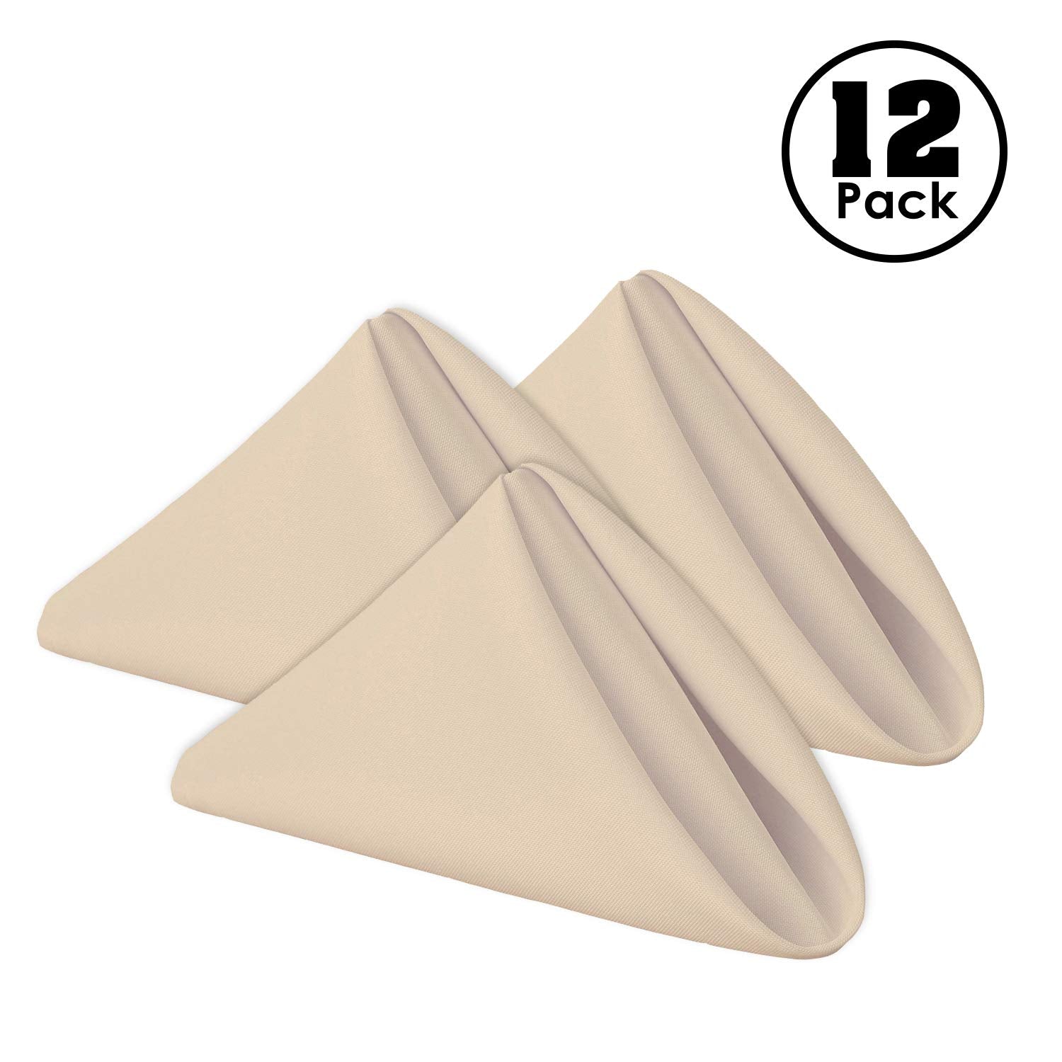 Gee Di Moda Cloth Napkins - 17 X 17 Inch Beige Dinner Napkins - Set Of 12 Soft & Absorbent Washable Fabric Cloth Table Napkins W