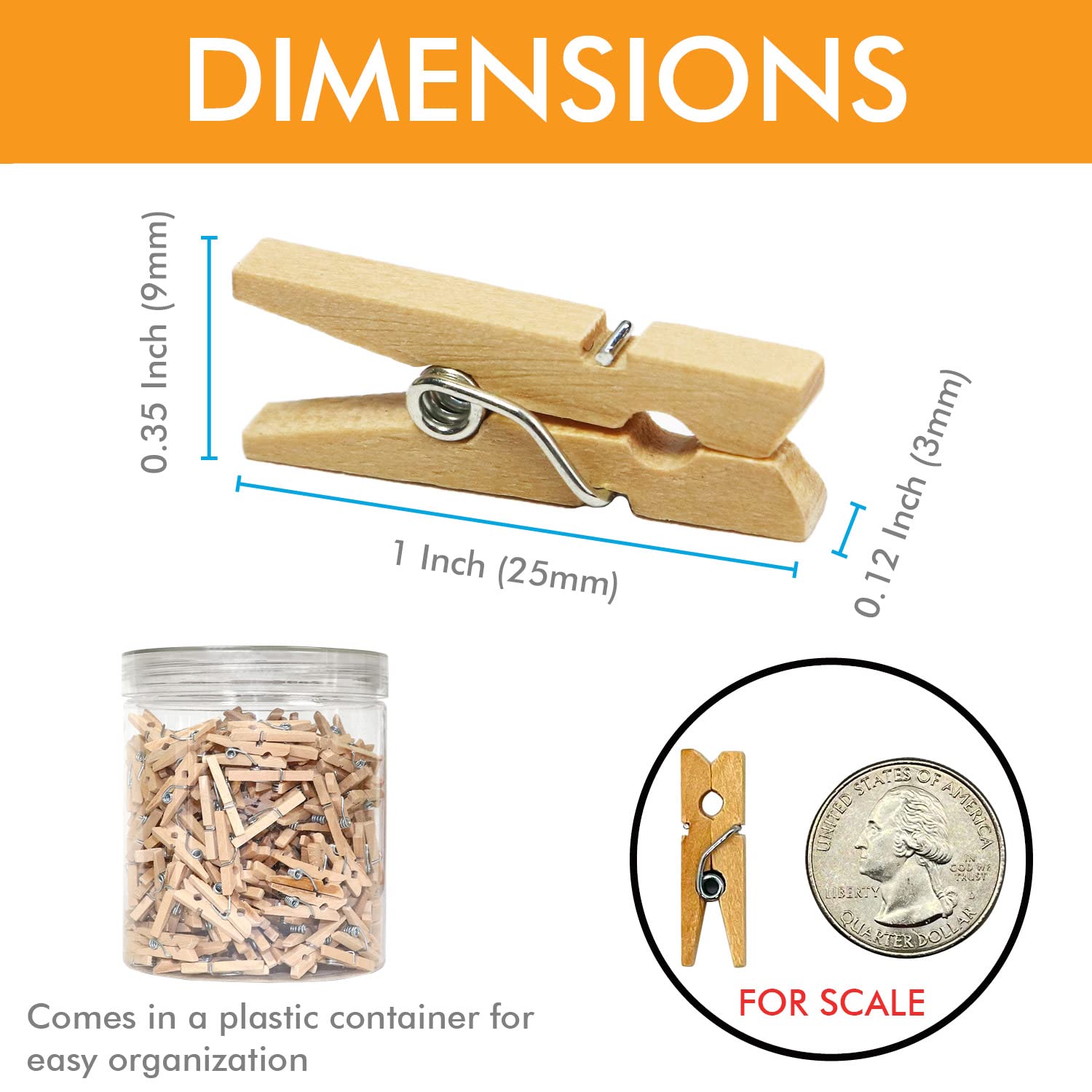 Mini Natural Wooden Clothespins, 320Pcs, 1 Inch Photo Paper Peg Pin Craft Clips For Scrapbooking, Arts & Crafts, Hanging Photos