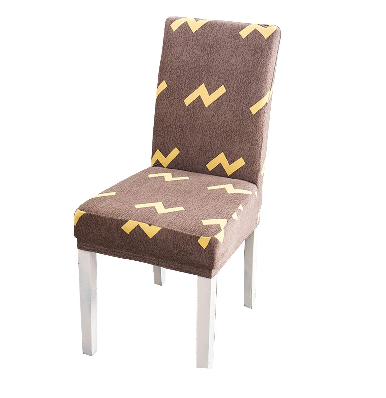 House Of Quirk Elastic Chair Cover Stretch Removable Washable Short Dining Chair Cover Protector Seat Slipcover - Flash Grey Yel