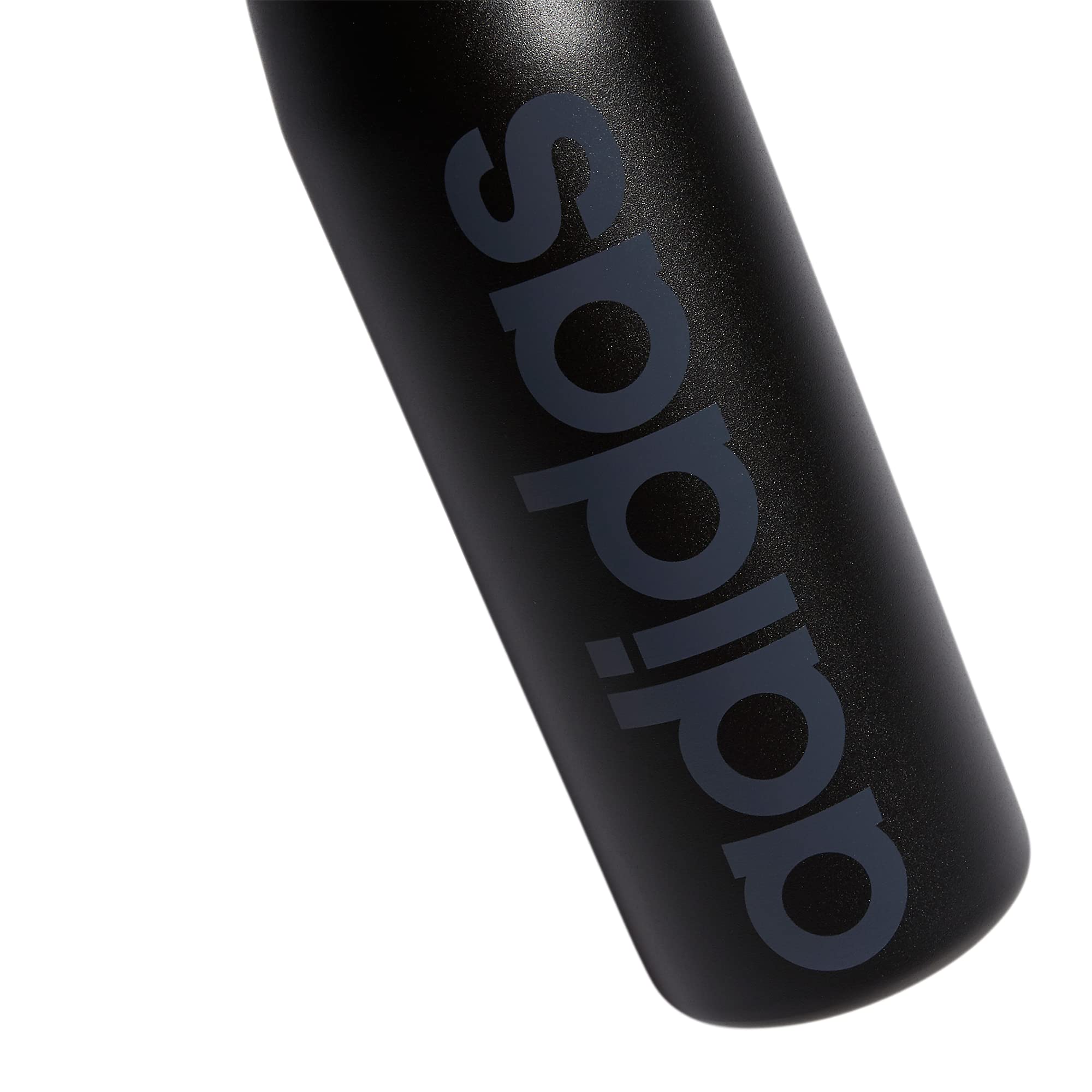 Adidas 600 Ml (20 Oz) Straw Top Metal Water Bottle, Hot/Cold Double-Walled Insulated 18/8 Stainless Steel, Black/Onix Grey, One
