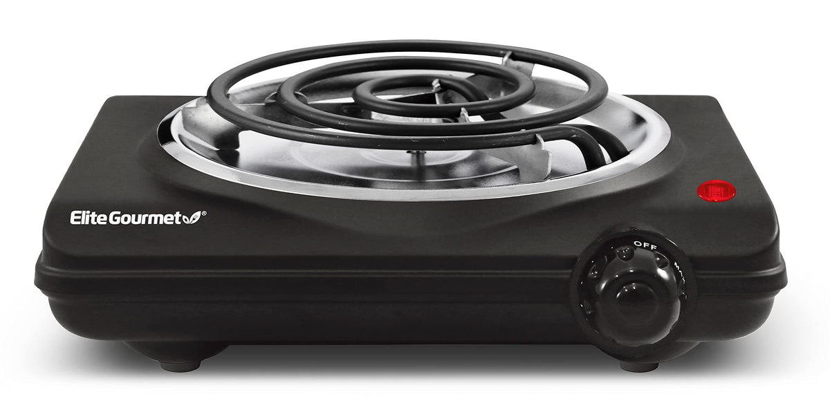 Elite Gourmet Esb100B Countertop Single Coiled Burner Electric Hot Plate, Temperature Control, Indicator Light, Easy To Clean, B