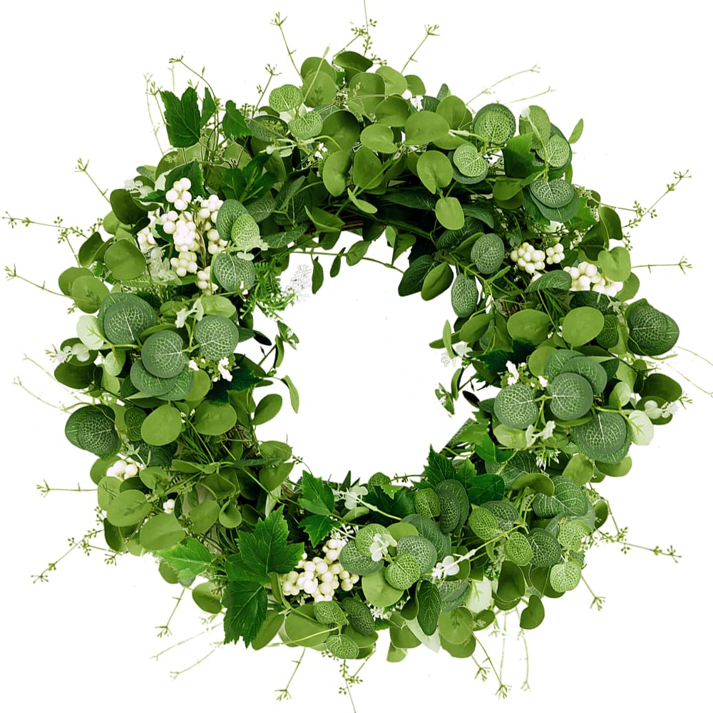 Qingbei Rina Fall Wreaths for Front Door Outside 22 Inch, Fall Outdoor Wreath with Eucalyptus Leaves, Berries, Autumn Wreath for