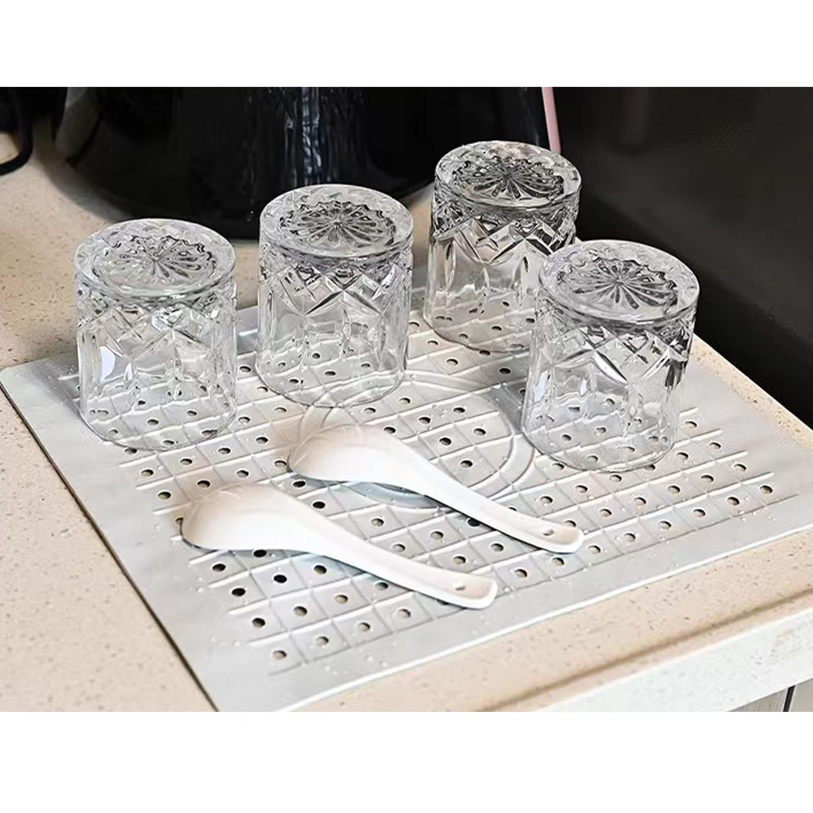 Maosgo Sink Mat, 2 Pack Sink Protectors For Bottom Of Kitchen Sink, Dishes And Glassware, Fast Draining, White
