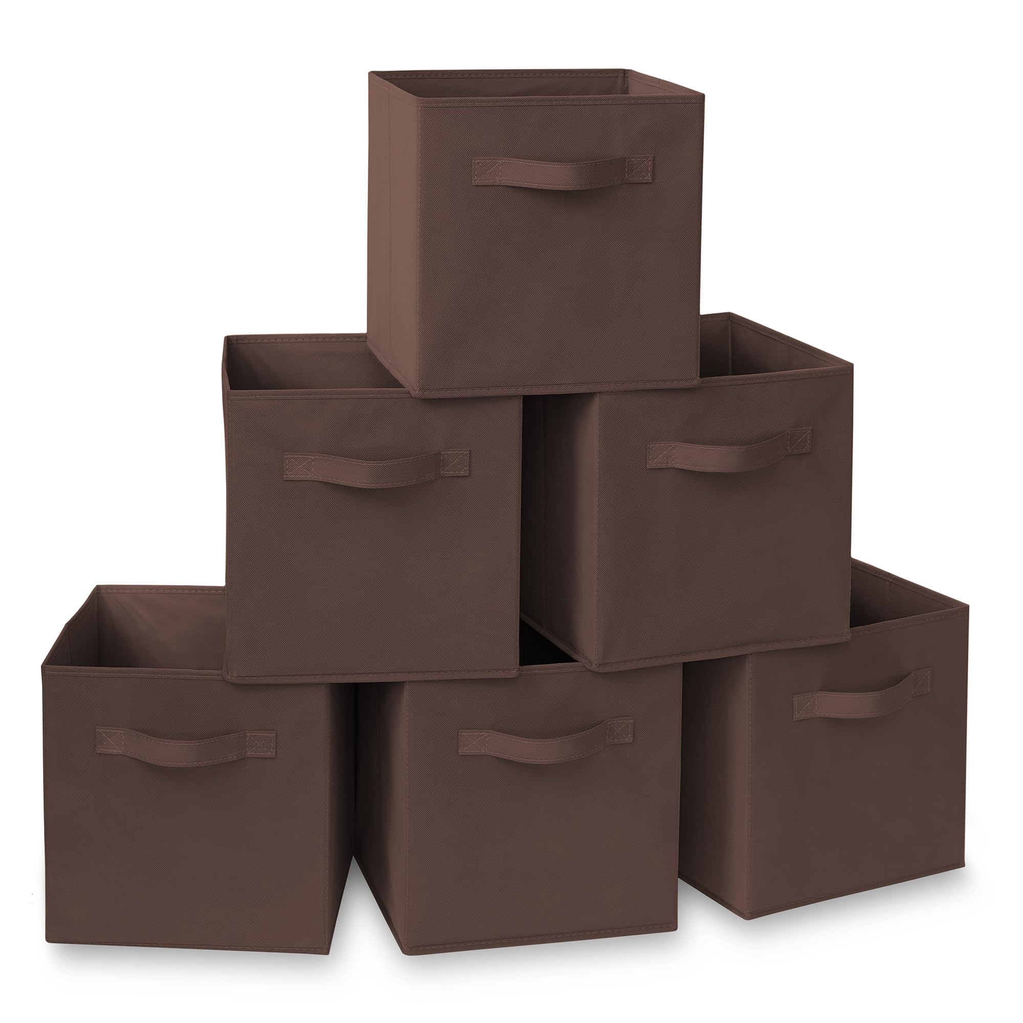 Casafield Set Of 6 Collapsible Fabric Cube Storage Bins, Brown - 11'' Foldable Cloth Baskets For Shelves, Cubby Organizers & Mor
