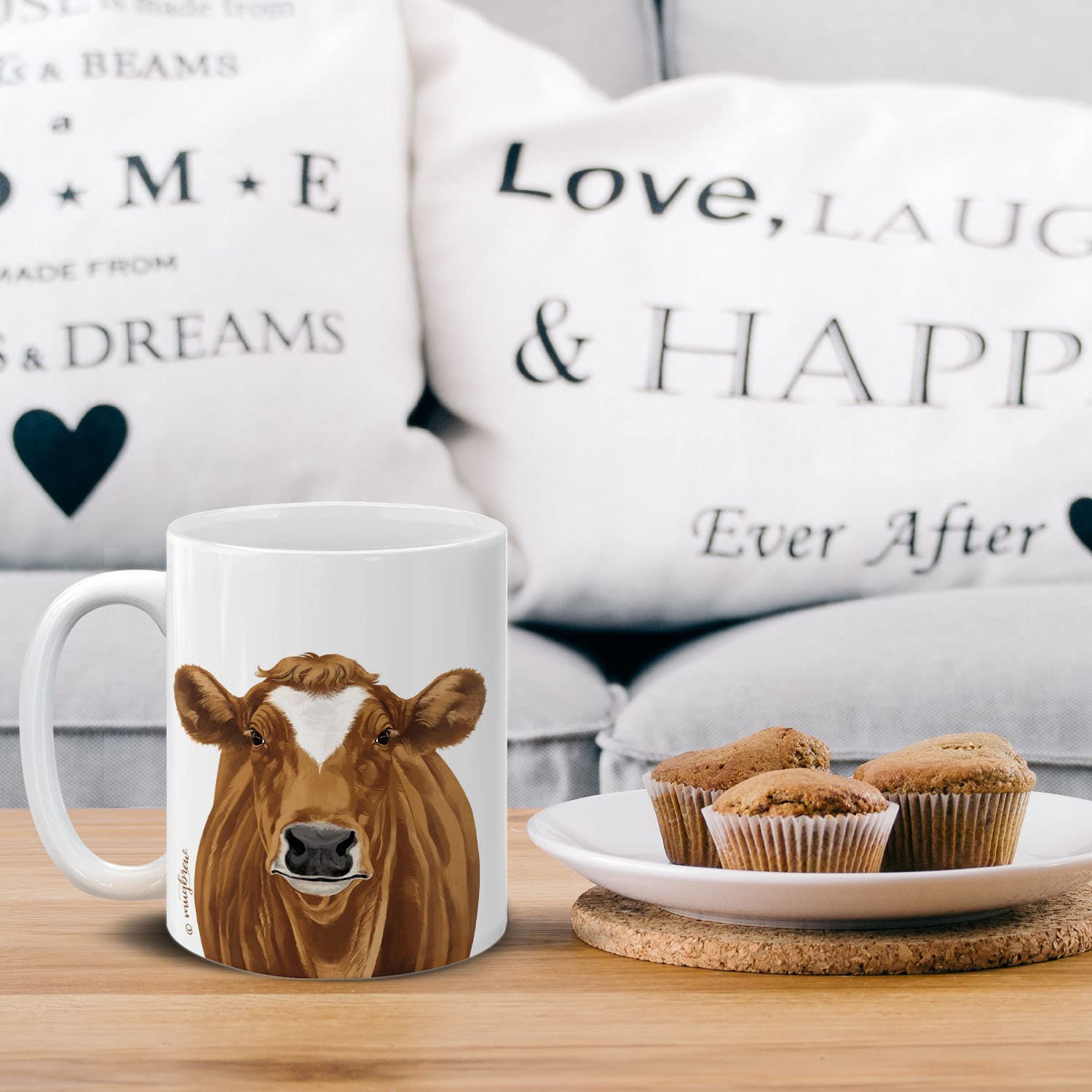MUGBREW Ceramic Coffee Mug, Brown Cow Design, 11 OZ, Model SBMUG0002-A7560