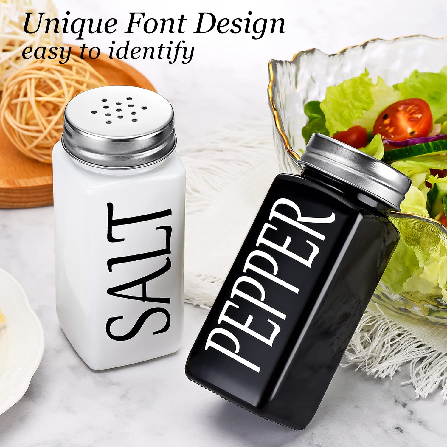 Dwts Danweitesi Large Salt And Pepper Shakers, Glass Salt And Pepper Shakers, Cute Farmhouse Salt And Pepper Shakers In Black An