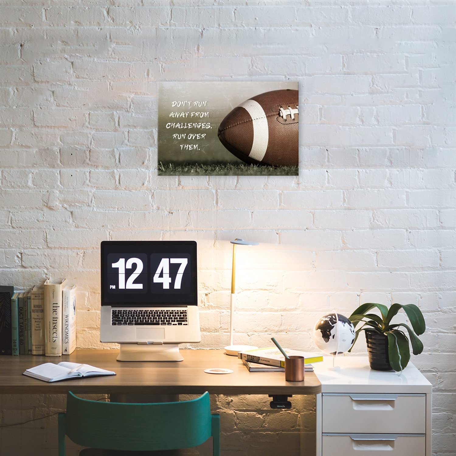Don'T Run Away From Challenge American Football Canvas Painting Modern Abstract Wall Art Inspirational Quote Posters And Prints