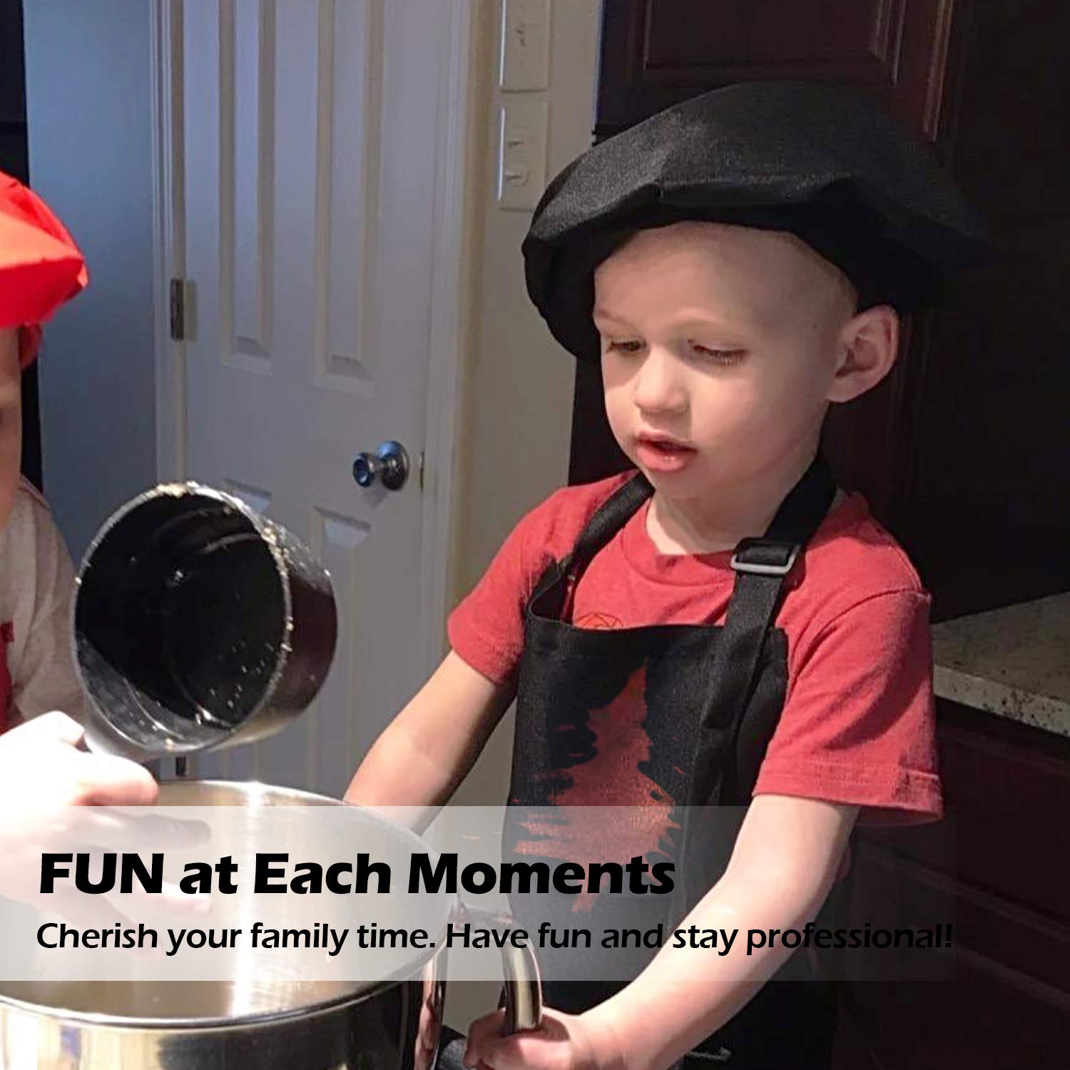 Novelty Place Kids Apron With Chef Hat Set (3 Set) - Skin-Friendly Childrens Bib With Pocket - Cooking, Baking, Painting, Traini