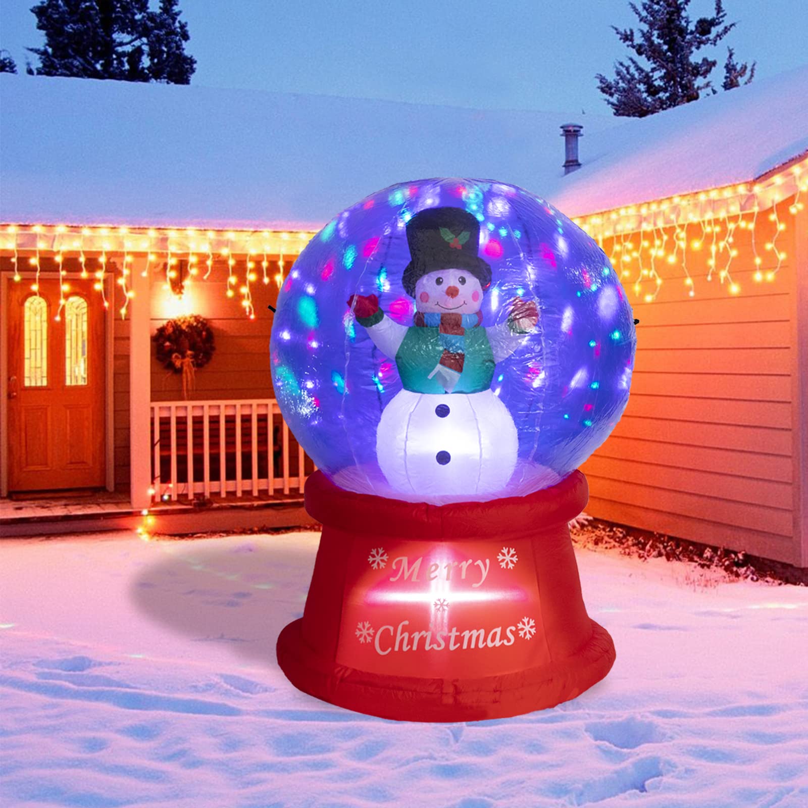 5FT Christmas Inflatables Snow Globe Outdoor Blow Up Yard Decorations with LED Lights Xmas Inflatable Decoration for Holiday Pat