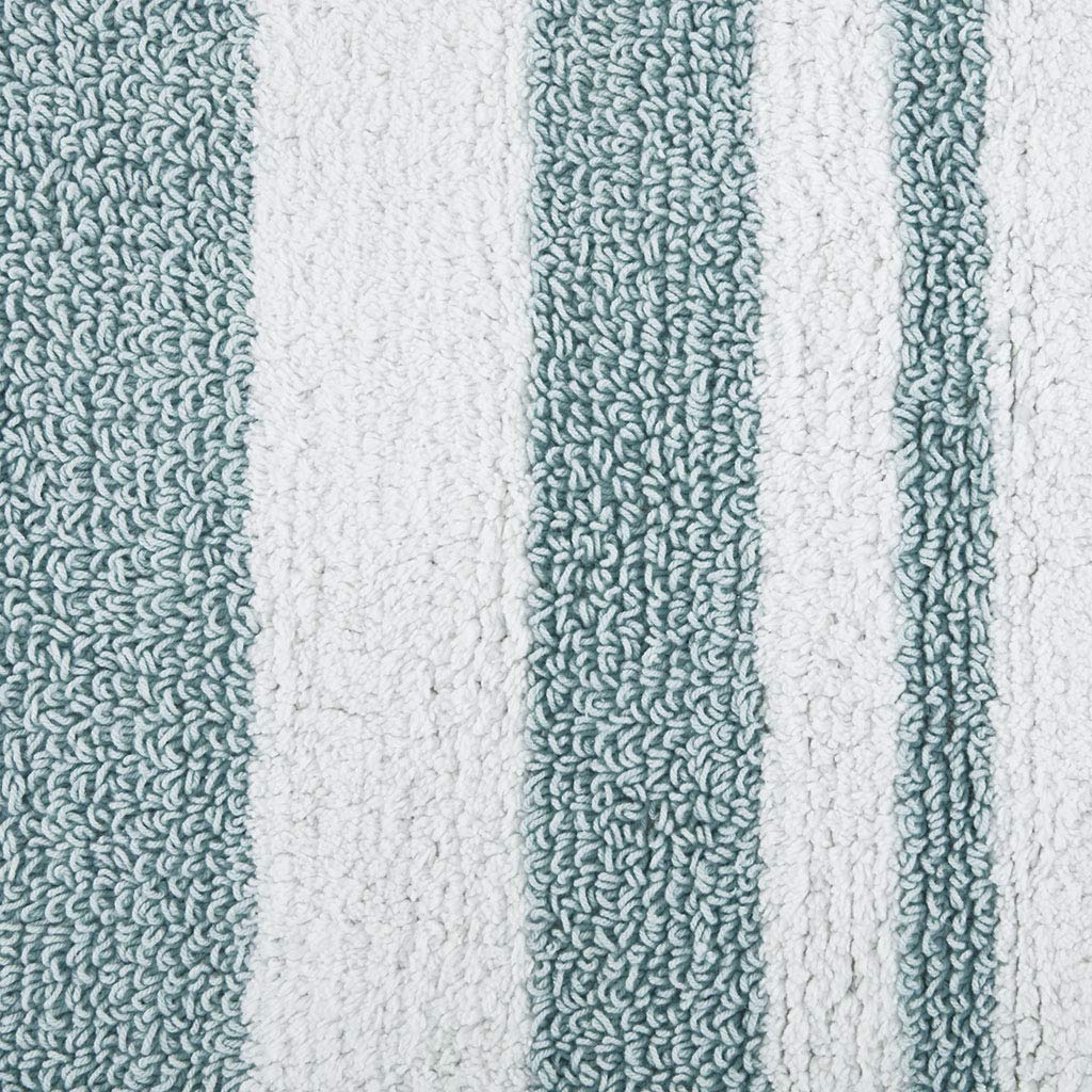 Madison Park Reversible Spa Cotton Bath Rug 100%-Cotton Striped Ultra Soft Water Absorbent, Fast Drying, Bath-Mats, Non-Slip Abs