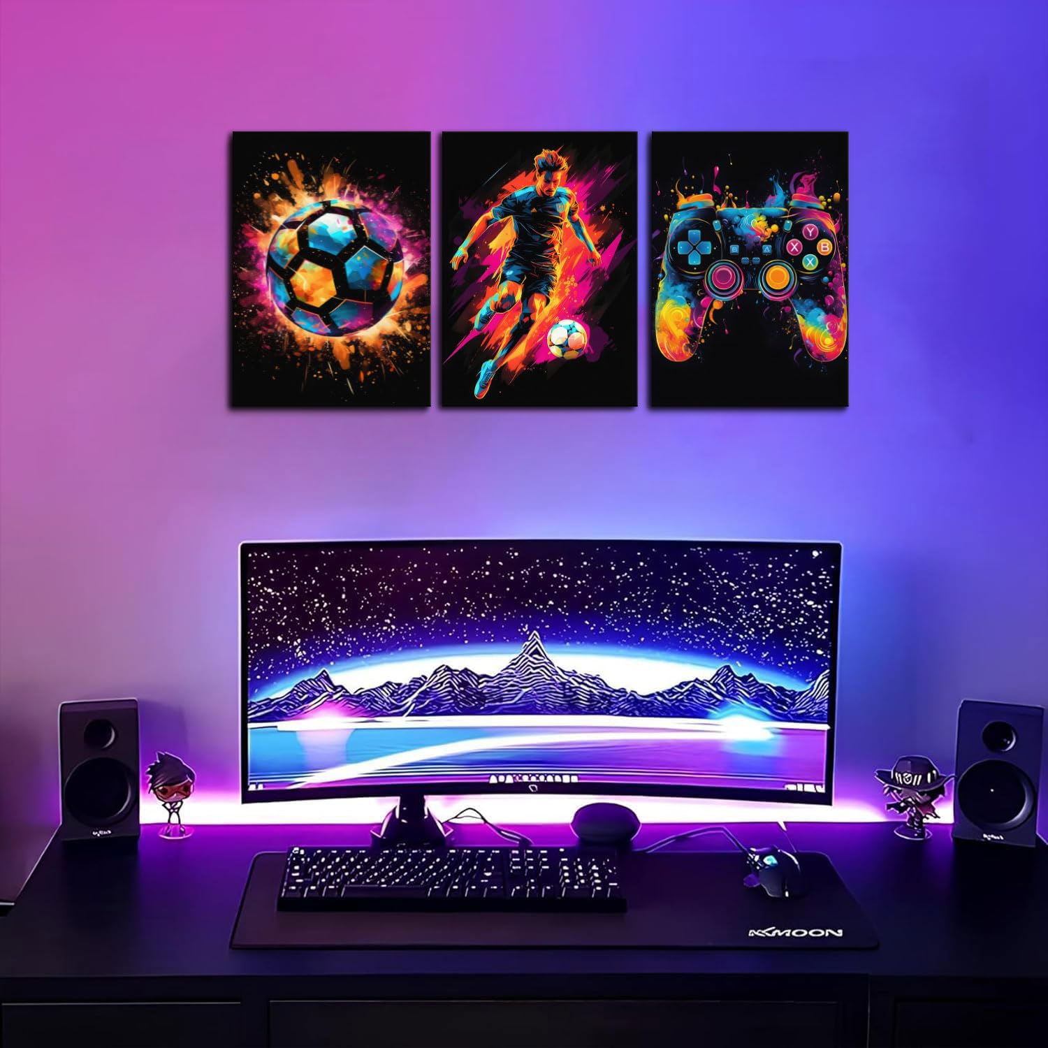 Bgfce Framed Canvas Wall Art Decor, Paintings Art Game Controller Color Splash Ink Canvas Painting, Posters For Room Aesthetic,