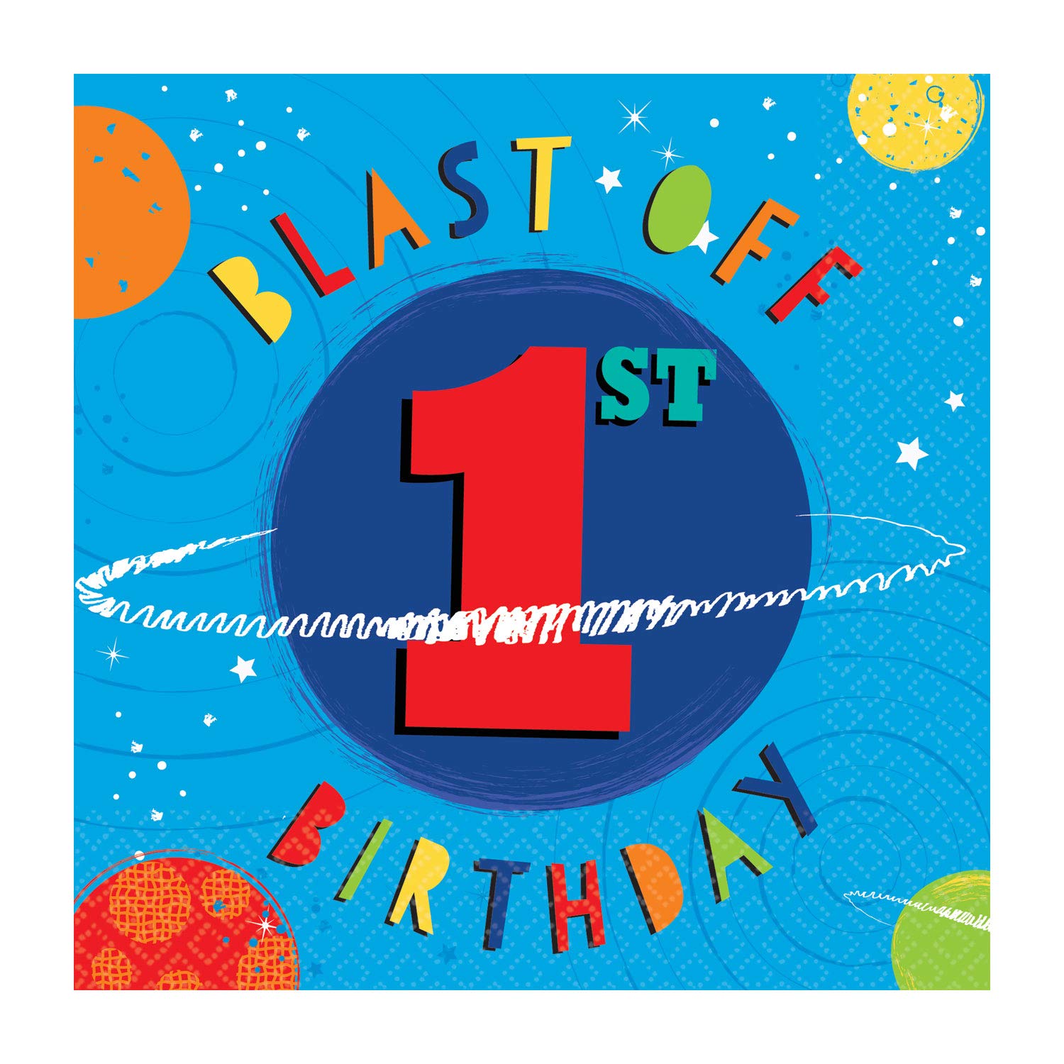 Blast Off 1St Birthday Beverage Napkins-16Pc