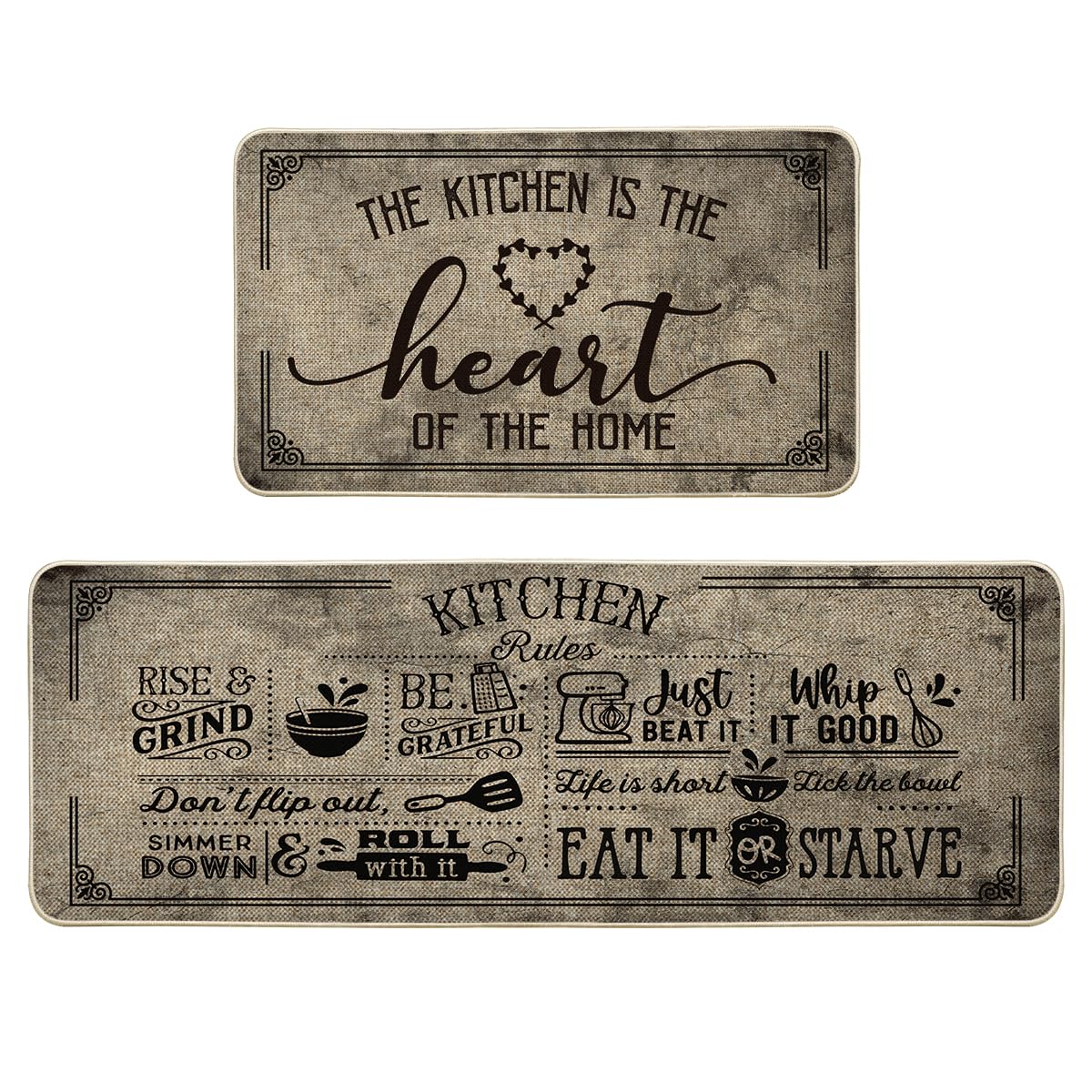Artoid Mode Kitchen Quotes Kitchen Mats Set Of 2, Seasonal The Kitchen Is The Heart Of The Home Cooking Sets Holiday Party Low-P
