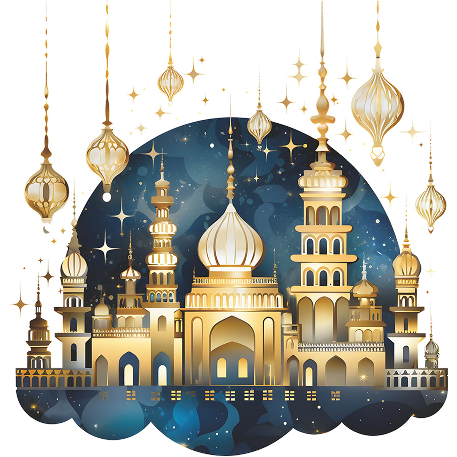 Ramadan Wall Decals Eid Mubarak Wall Stickers Islamic Muslim Ramadan Kareem Castle Star Window Clings Decor For Home Living Room