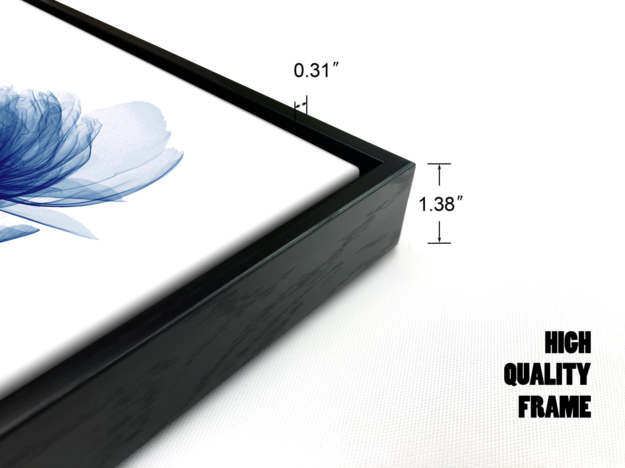 Pyradecor Black Framed One Panel Blue Flickering Flower Modern Paintings Canvas Wall Art Grace Floral Pictures On Canvas Prints