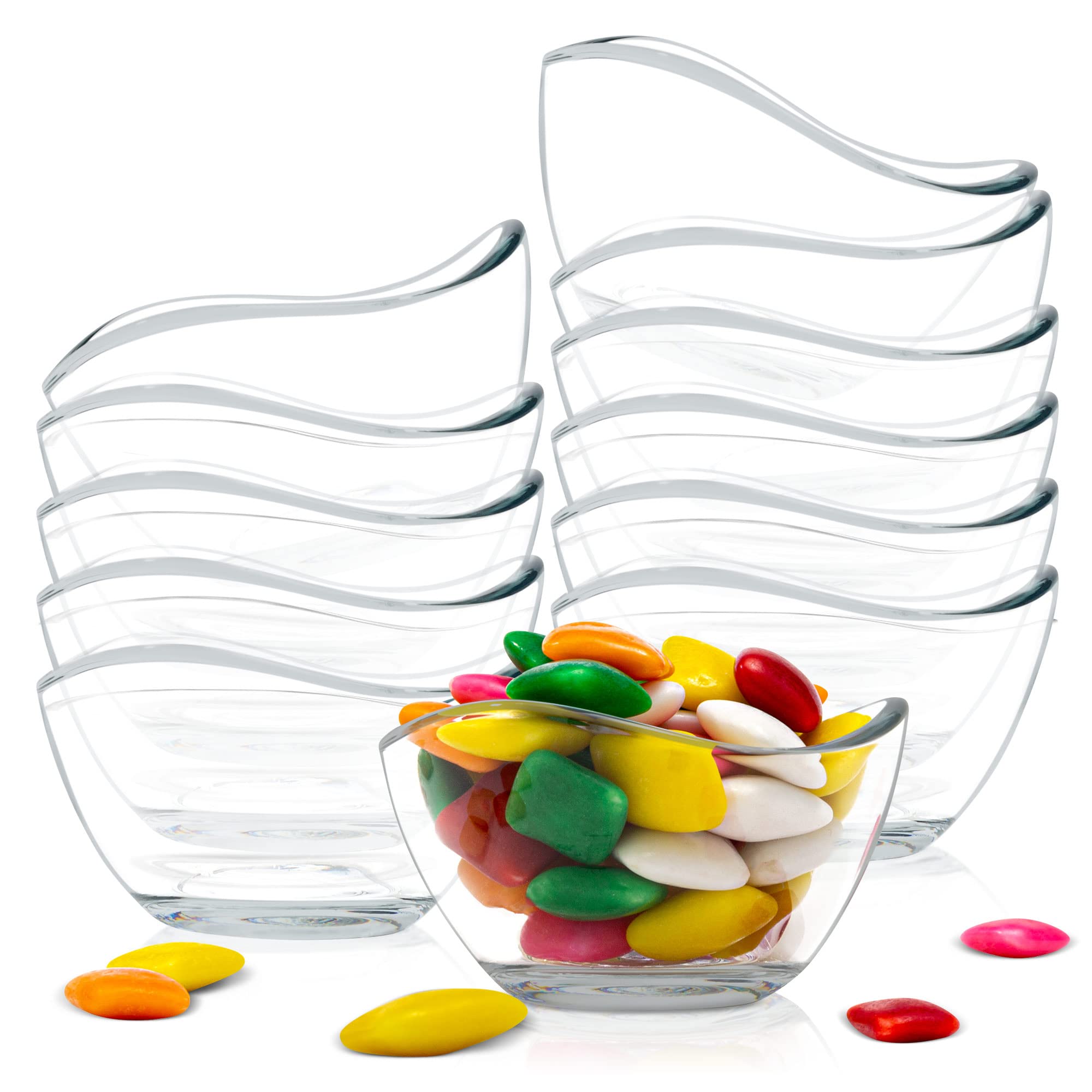 Vikko Glass Bowls, Set Of 12 Decorative Glass Dessert Bowls, 2.25 Ounce Glass Dish For Dessert, Candy, Kitchen Prep, Dishwasher