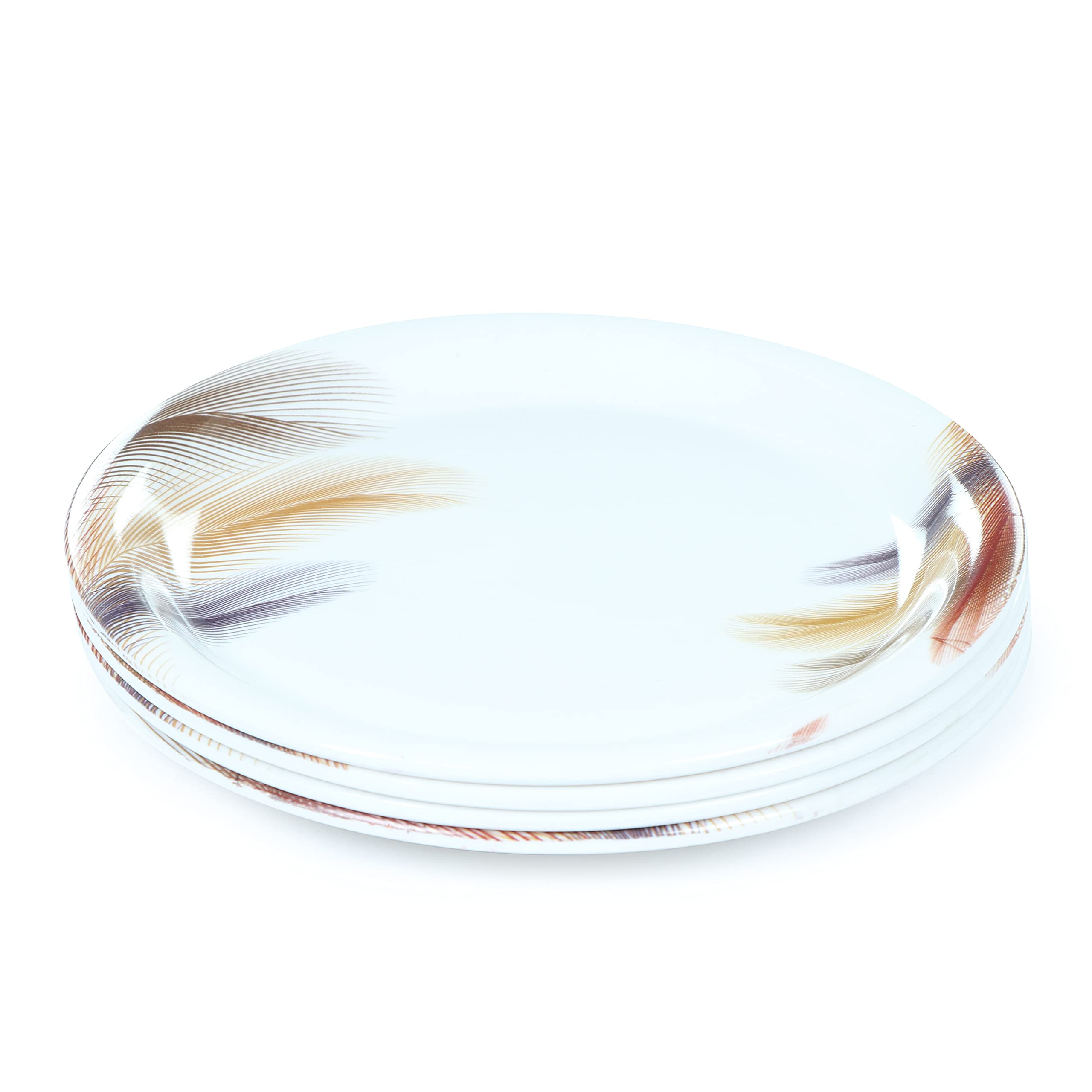 Golden Fish Melamine Round Morrpankh Printed Small Size||Starter Dinner Plates (Set Of 4; Size:- 7 Inches (Rm-Morrpankh-Qp-4)