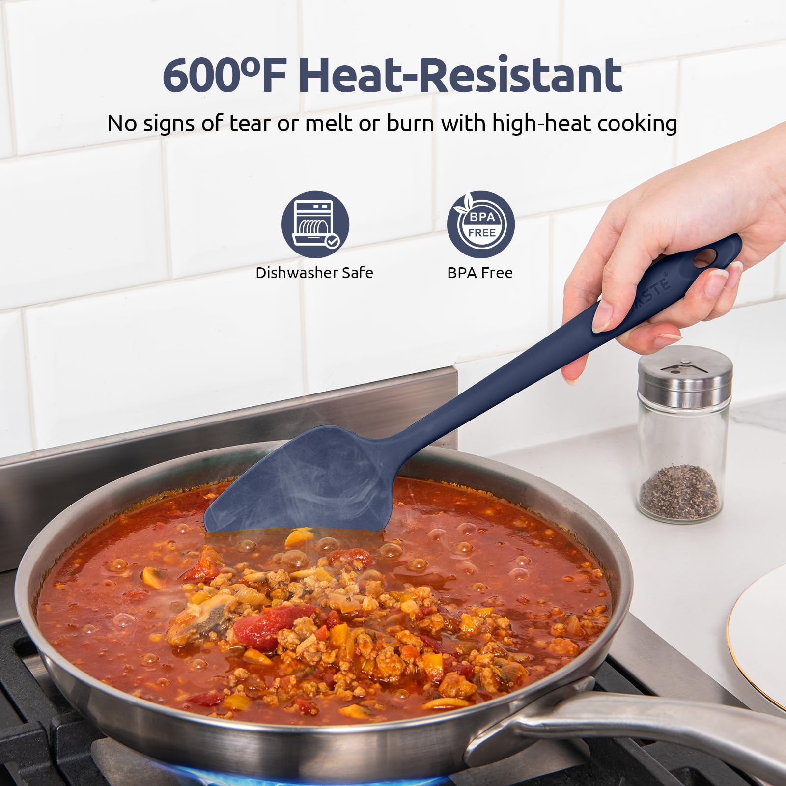 Heat Resistant Silicone Spatula Set: U-Taste 600F High Temp Seamless Food Grade Food Grade Flexible Rubber Silicon Kitchen Cooki