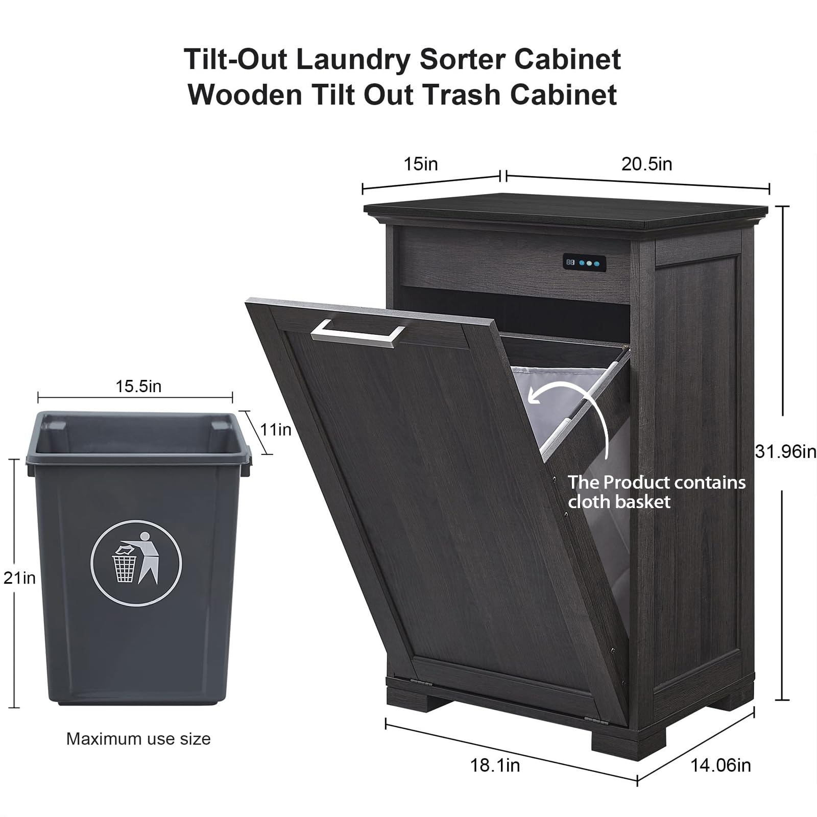 OLD CAPTAIN Wooden Tilt Out Trash Cabinet  Hidden Trash Can Kitchen Holds 10 Gallons (Dark Brown) ?