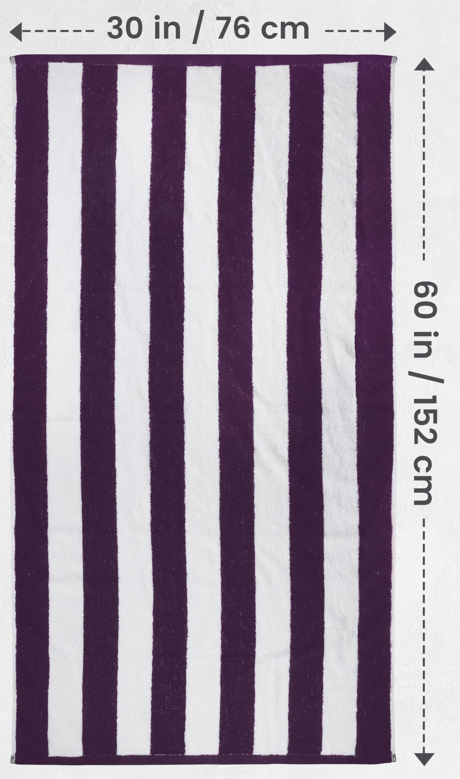 Utopia Towels [4 Pack Cabana Stripe Beach Towel  (30 x 60 Inches) Oversized 100% Ring Spun Cotton Pool Towels  Highly Absorbent Quick Dry Bath Towels for Bathroom  and Swim Towel (Plum)