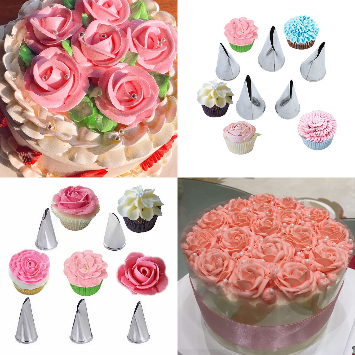 Hendiy 7Pcs/Set Cake Decorating Tips Set Cream Icing Piping Rose Nozzle Pastry Fondant Decorating Tools