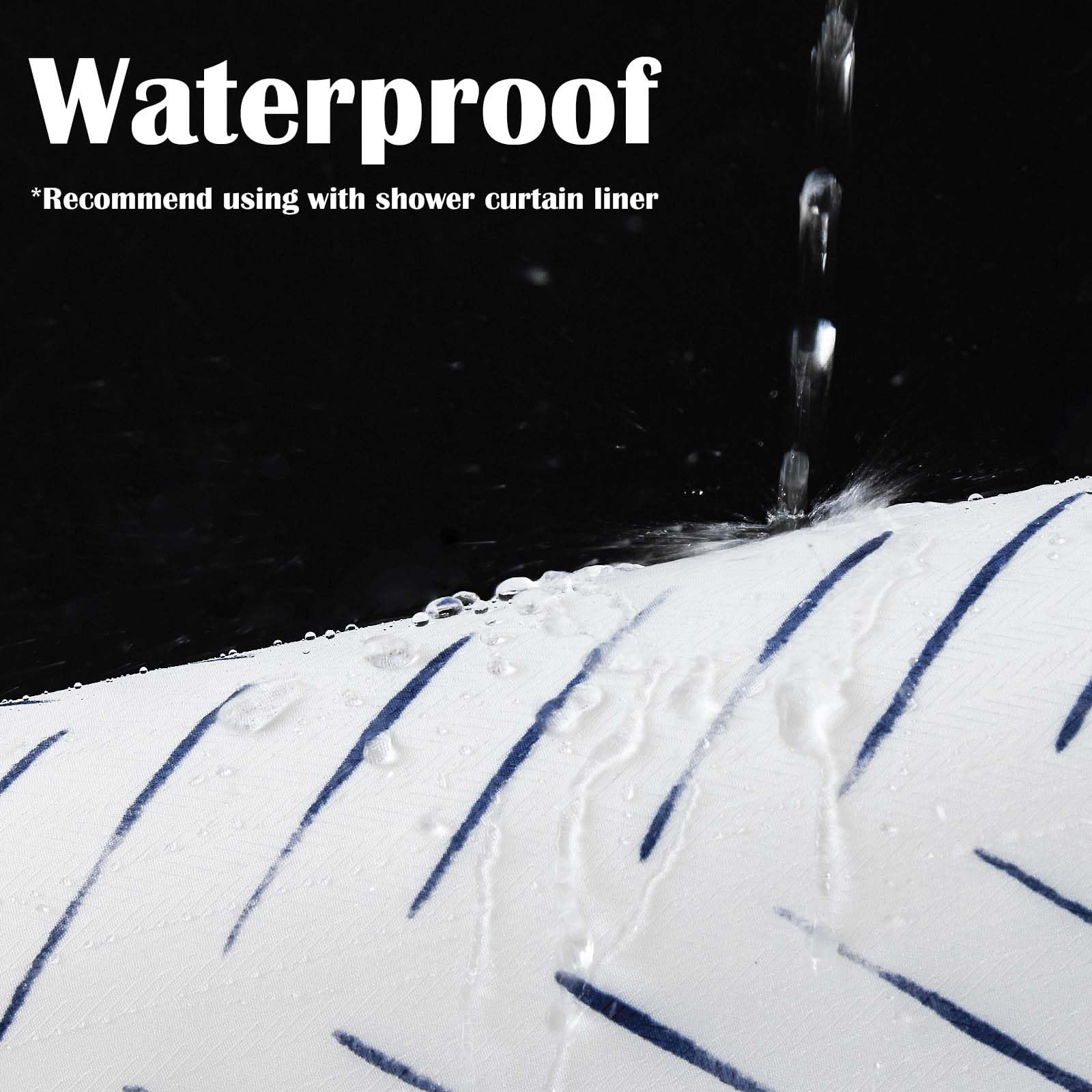 Jinchan Small Stall Shower Curtain 36X72 Inches Blue And White Herringbone Waterproof Fabric Shower Curtains For Bathroom Zigzag