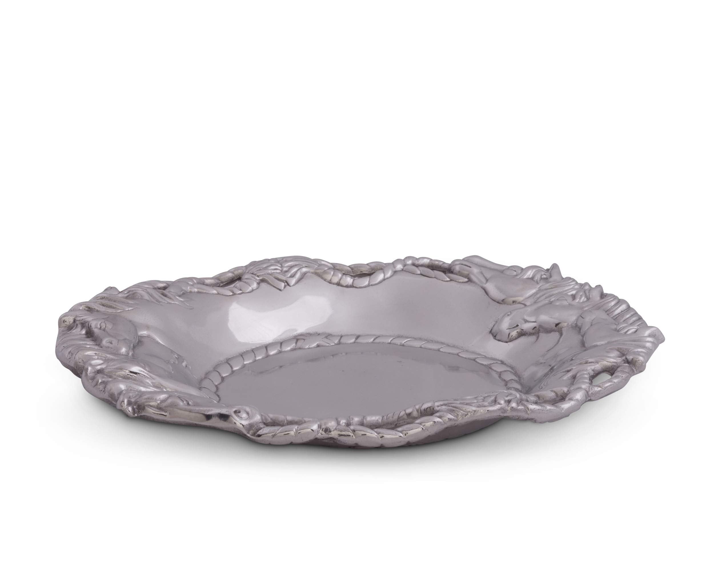 Arthur Court Aluminum Equestrian Horse Oval Tray 14 X 10 Inch - Handcrafted With Rope Detail, Perfect For Horse Race Fans Or Ran