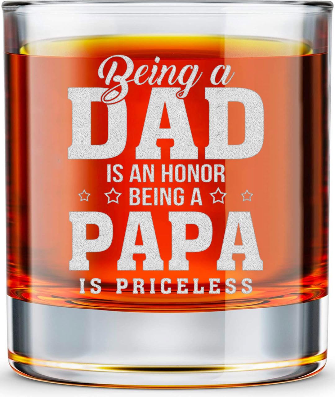 BETHEGIFT Father s Day Gifts for Dad - Papa Gifts for Fathers Day, Birthday, Christmas - Ideas Papa Rock Glass 10.25oz