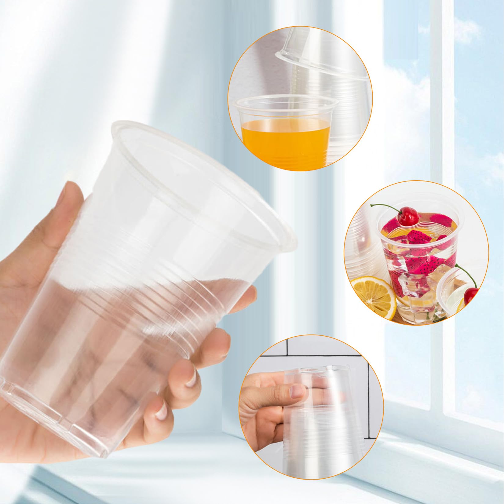 Racetop 240 Pack 16Oz Disposable Plastic Cups, Clear Plastic Cups Tumblers, Plastic Cups Bulk, Transparent For Wedding, Thanksgi