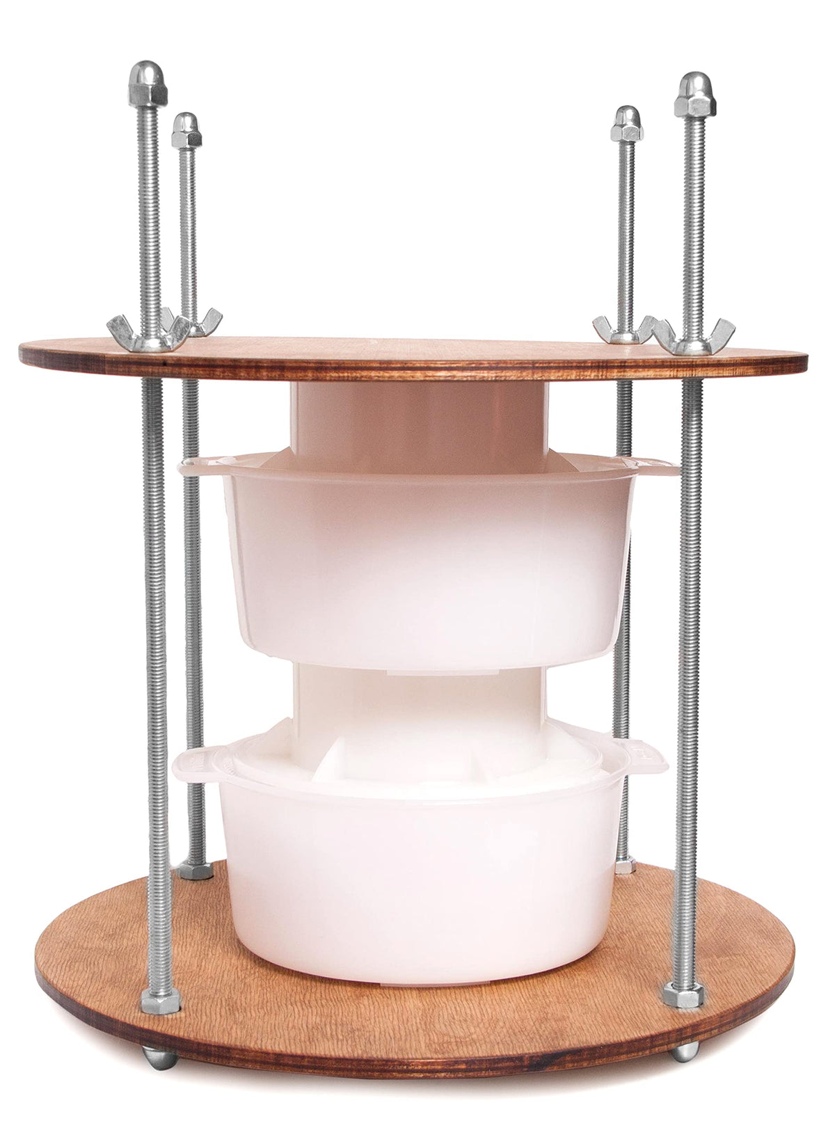 Petristor Wooden Cheese Press For Cheese Making Supplies Diameter 11 In Metal Guides Walnut And 2 Cheese Mold With Follower Pist