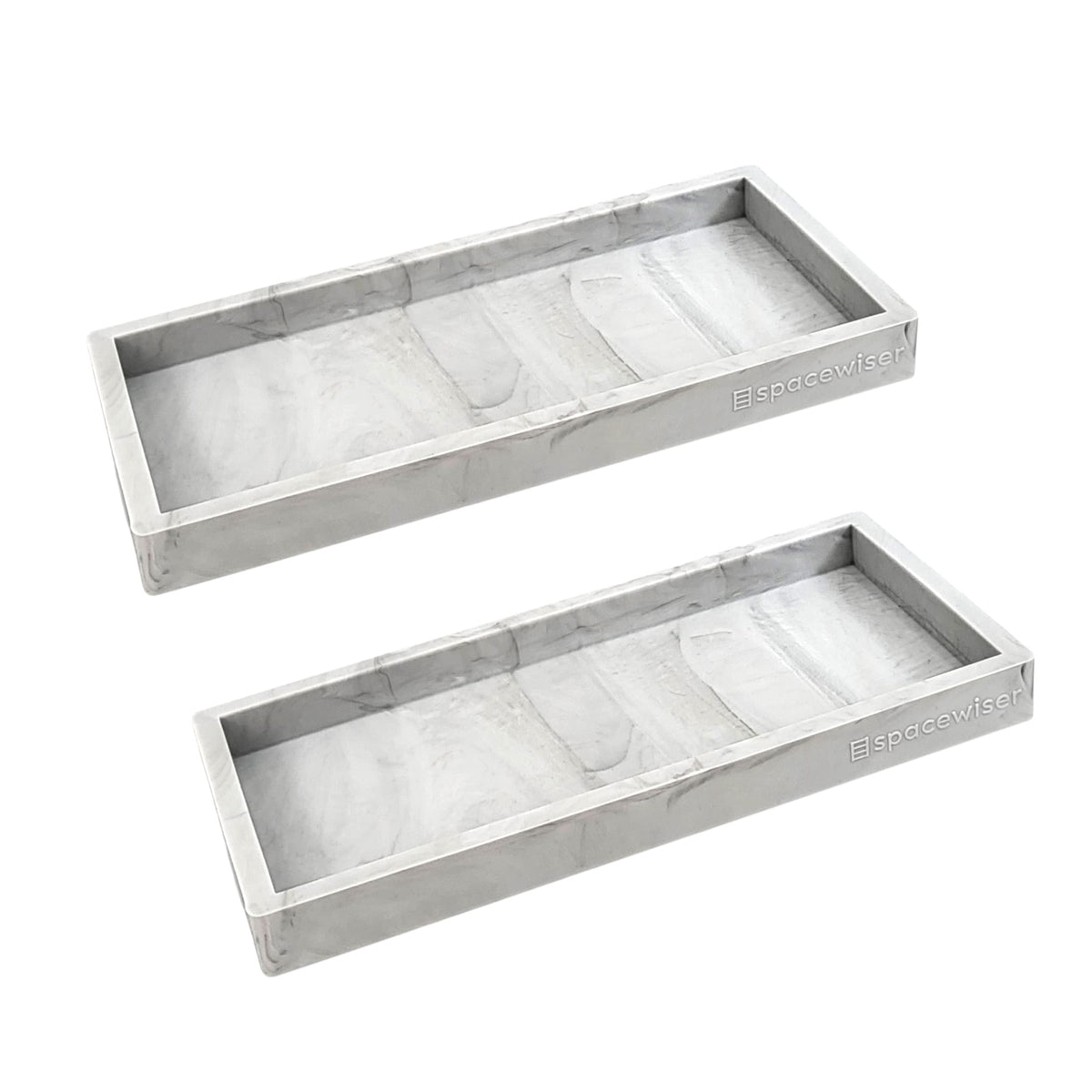 Spacewiser Countertop And Vanity Tray - 2 Pc Small 7.7'' Silicone Bathroom Sink Organizer, Dish Soap Sponge Holder Kitchen Sink