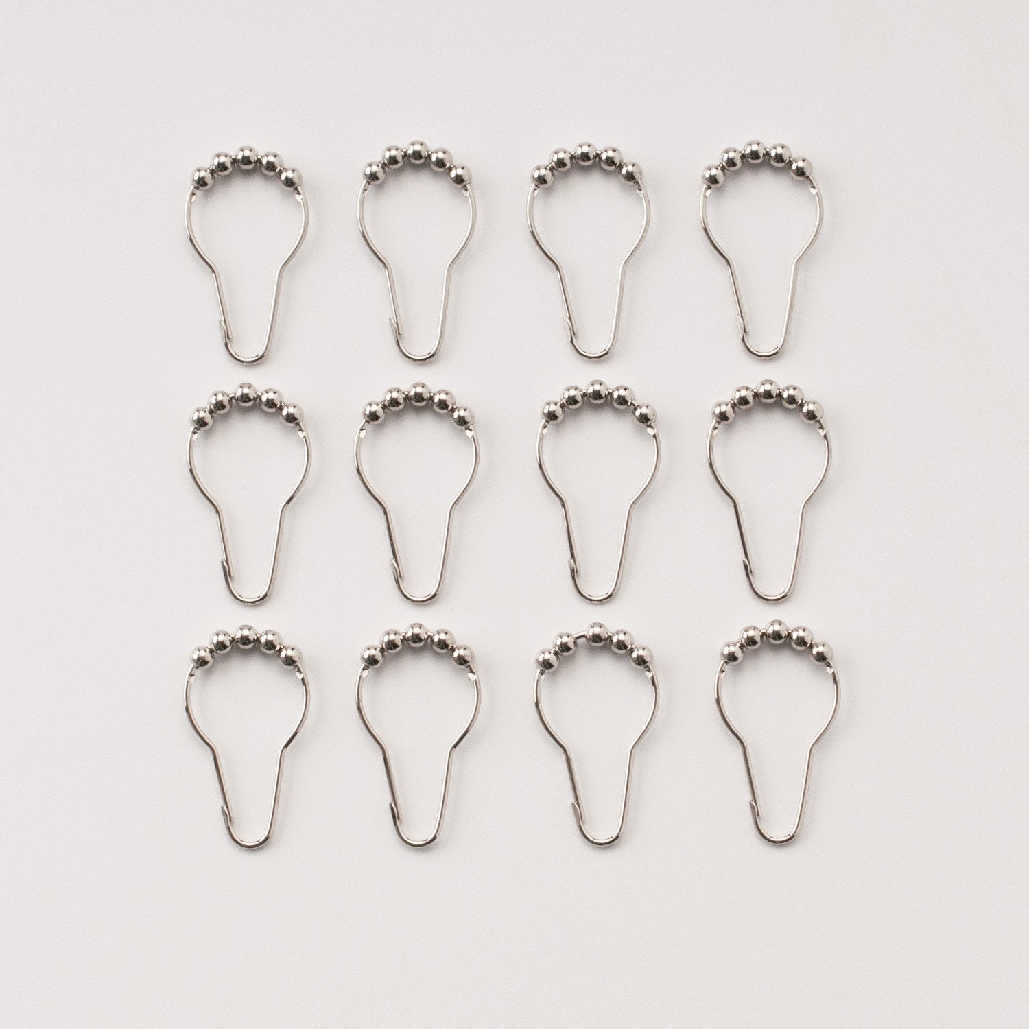 12 Piece Set Rustproof Stainless Steel Shower Curtain Rings Hooks For Bathroom Shower Rod