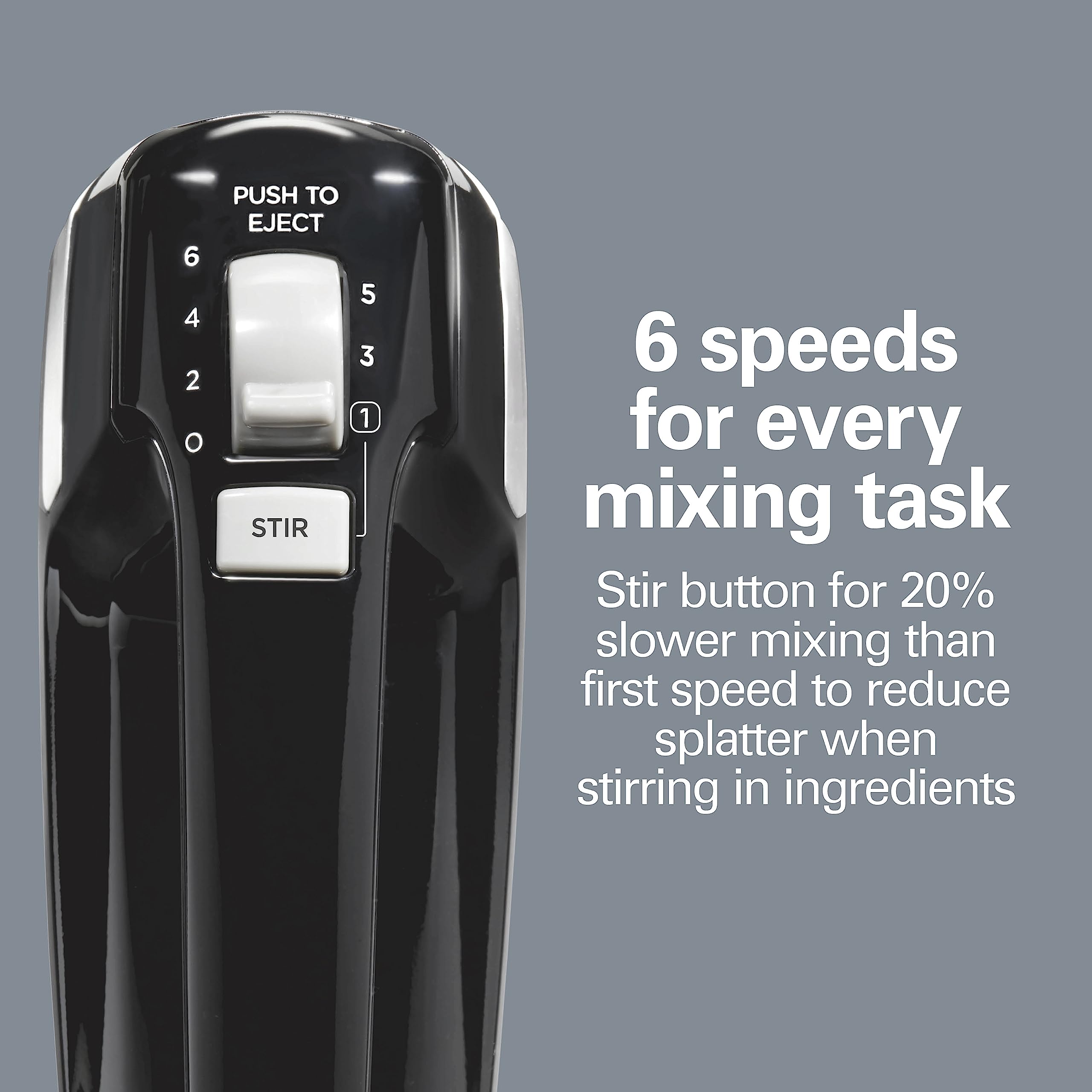 Hamilton Beach Electric Hand Mixer, 6 Speeds + Stir Button, 300 Watts Of Peak Power For Powerful Mixing, Includes Whisk And Stor