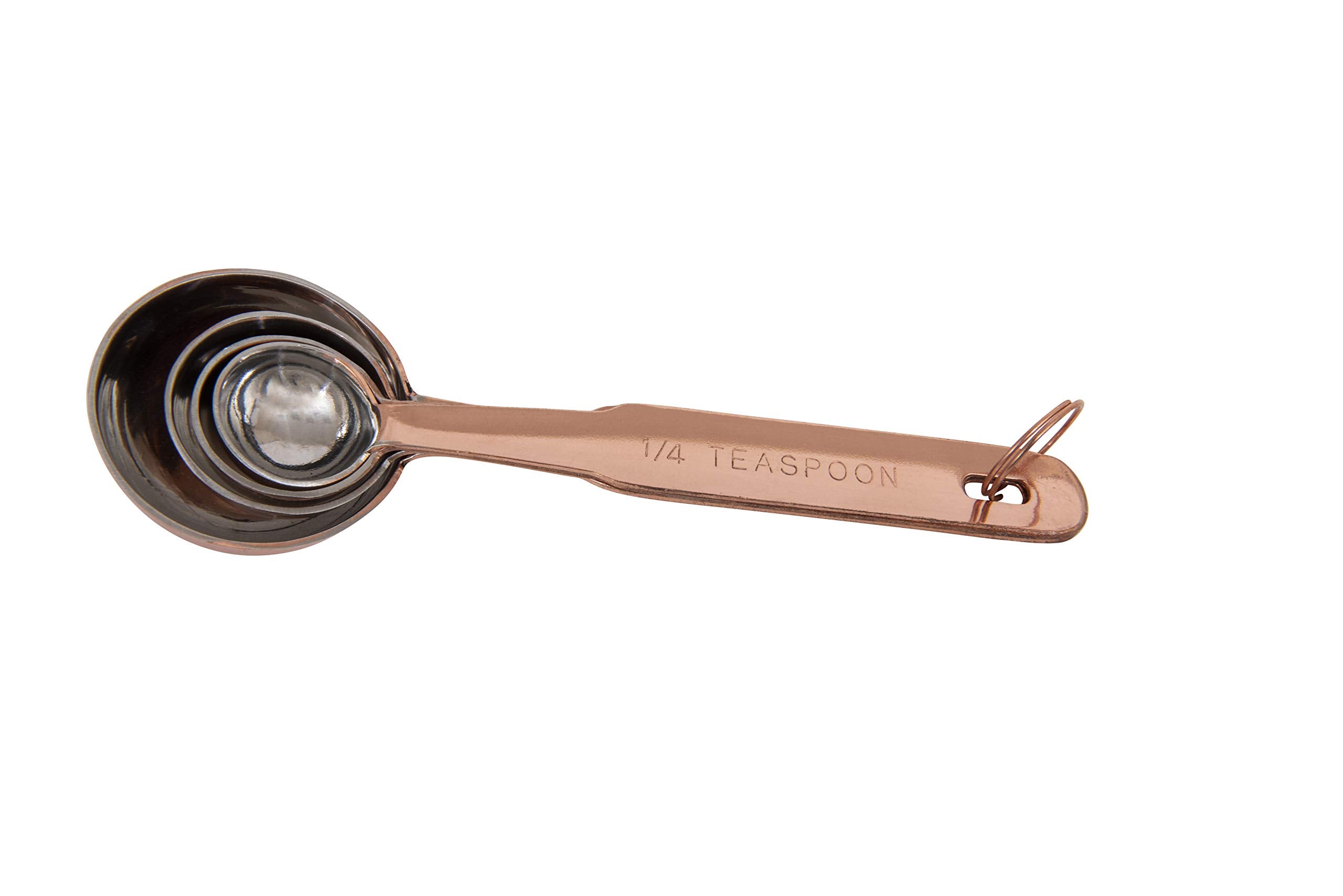 Creative Co-Op Set Of 4 Stainless Steel Measuring Spoons In Copper Finish