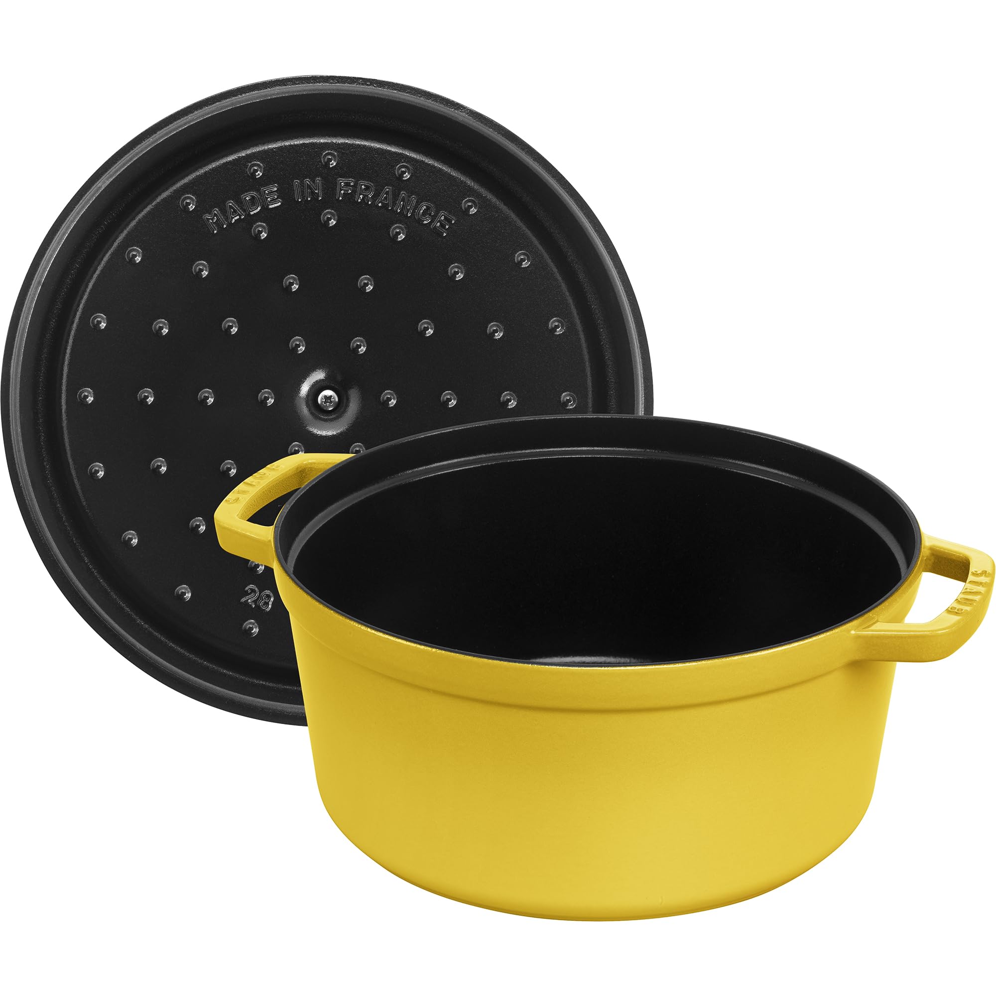 Staub Cast Iron Round Cocotte, Dutch Oven, 7-Quart, Serves 7-8, Made In France, Citron