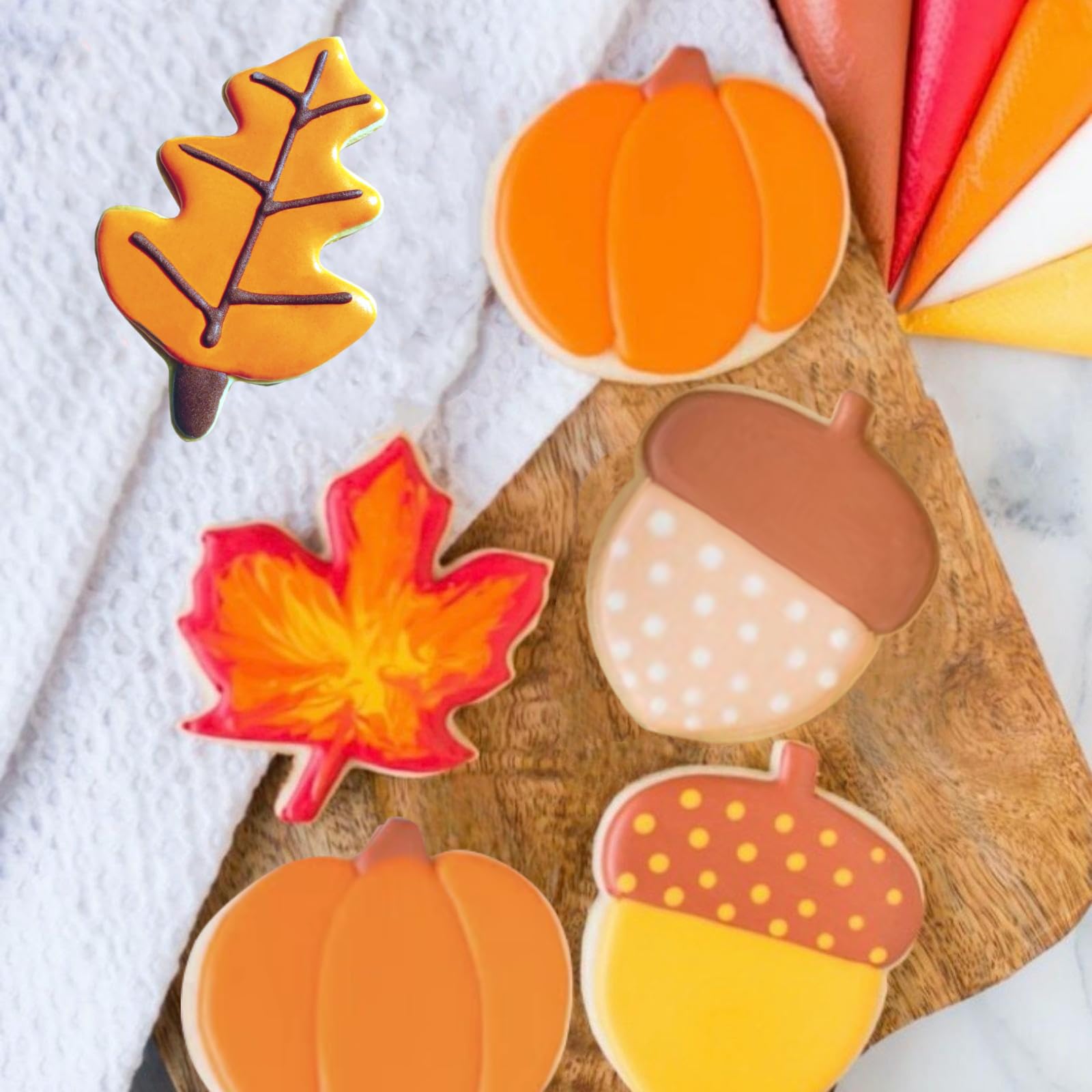 Job Jol Fall Thanksgiving Cookie Cutters 6 Pcs, 3 ' ' To 3.5 ' ', Pumpkin, Leaf, Turkey, Acorn, Sunflower