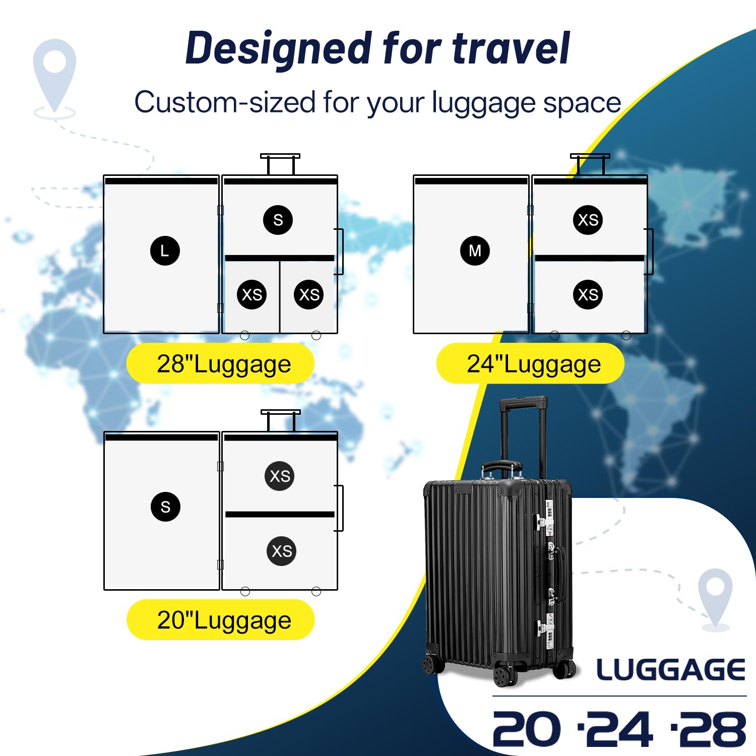 UPGOGO Travel Vacuum Bags for Luggage with Hand Pump,Vacuum Seal Bags for Clothing,Packing Cubes Compression,Cruise Ship and Tra