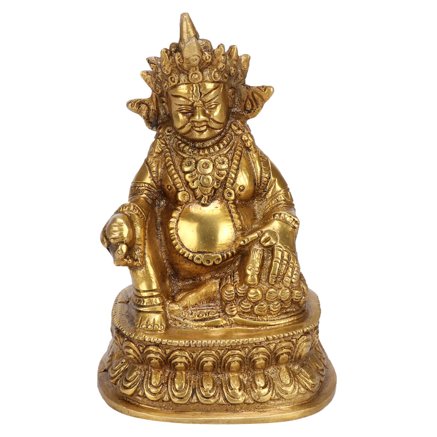 Kartique Brass Idol Lord Kuber Kuvera Wealth God Kubera Statue Murti for Prosperity Money Home D  cor Locker Safe Tijori - 4 x 6