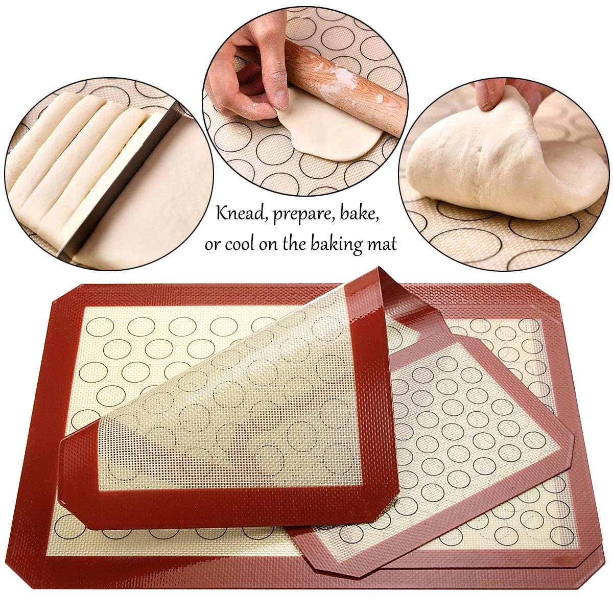 Yododo Baking Sheet With Silicone Mat Set, Set Of 8 (4 Sheets + 4 Mats), Stainless Steel Cookie Sheet Baking Pans With Reusable