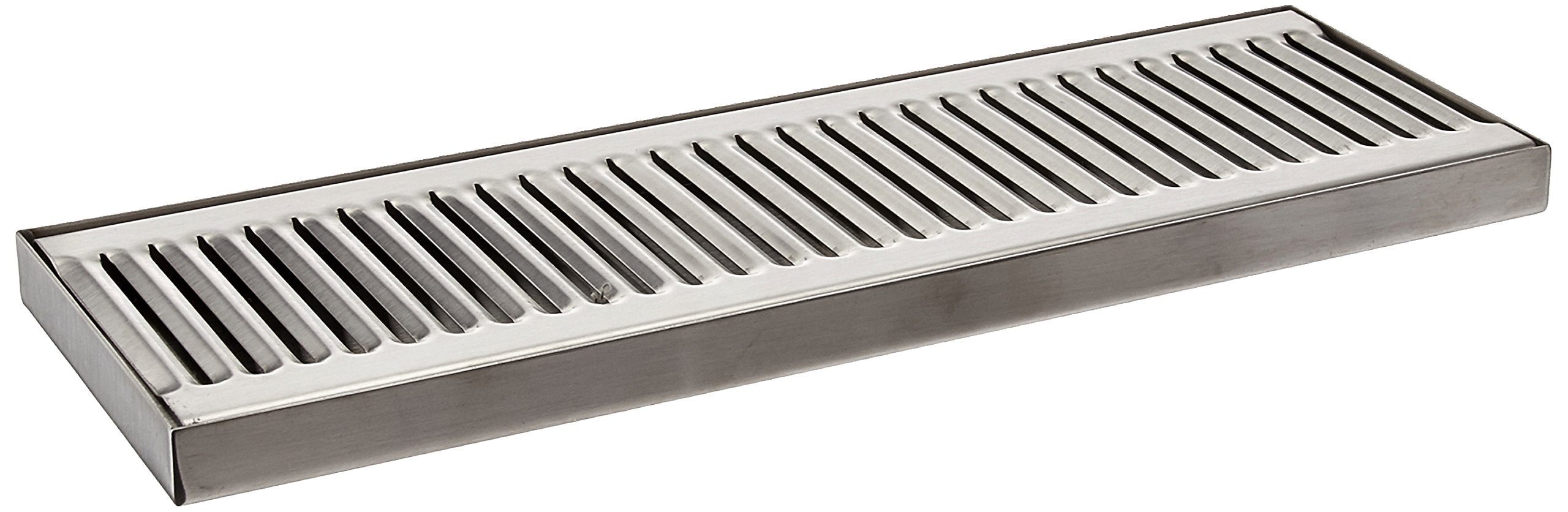 Acu Precision Sheet Metal 0100-15 Surface Mount Drip Tray, No Drain, Stainless Steel, 4 Brushed Finish, 5'' X 15'' X 3/4'', Silv