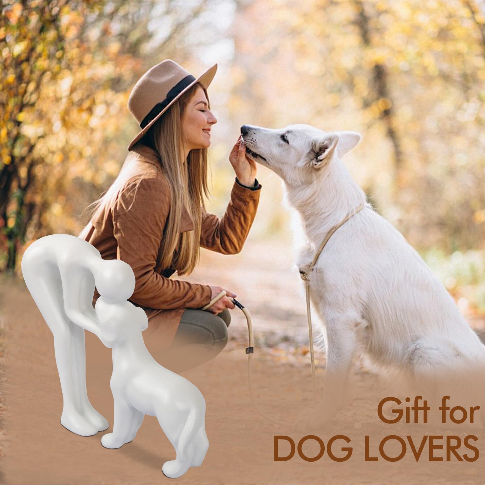 FriyGardcn Dog Sculpture Home Decor Cute Man and Dog Statue Decoration for Office?Living Room?Bedroom?Home