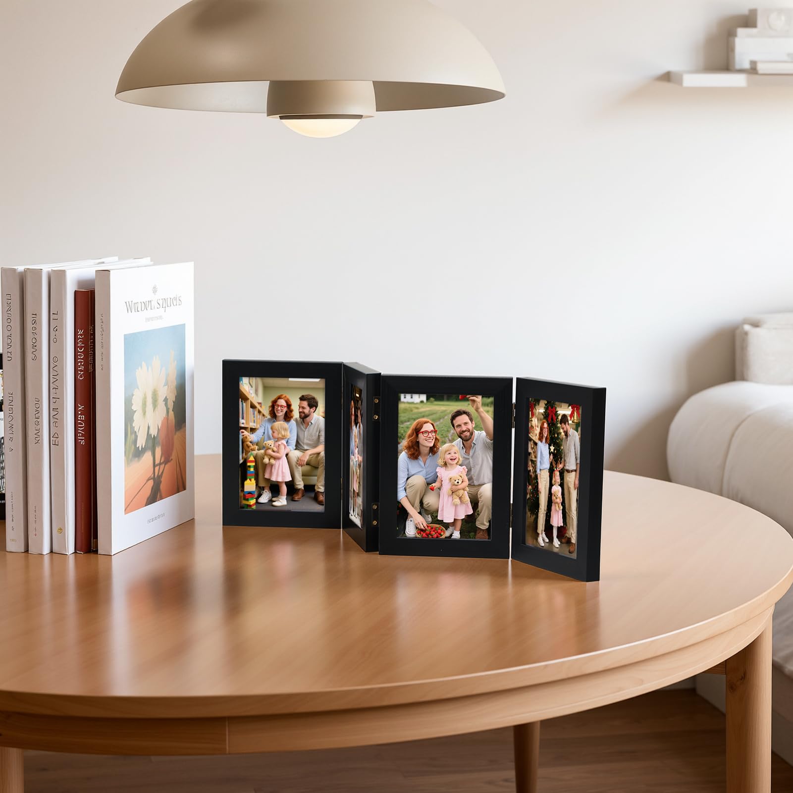 Giftgarden 4 Folding 4x6 Picture Frame, Hinged Photo Frames Foldable for Desktop Display, Gifts for Mom Mother Christmas Family
