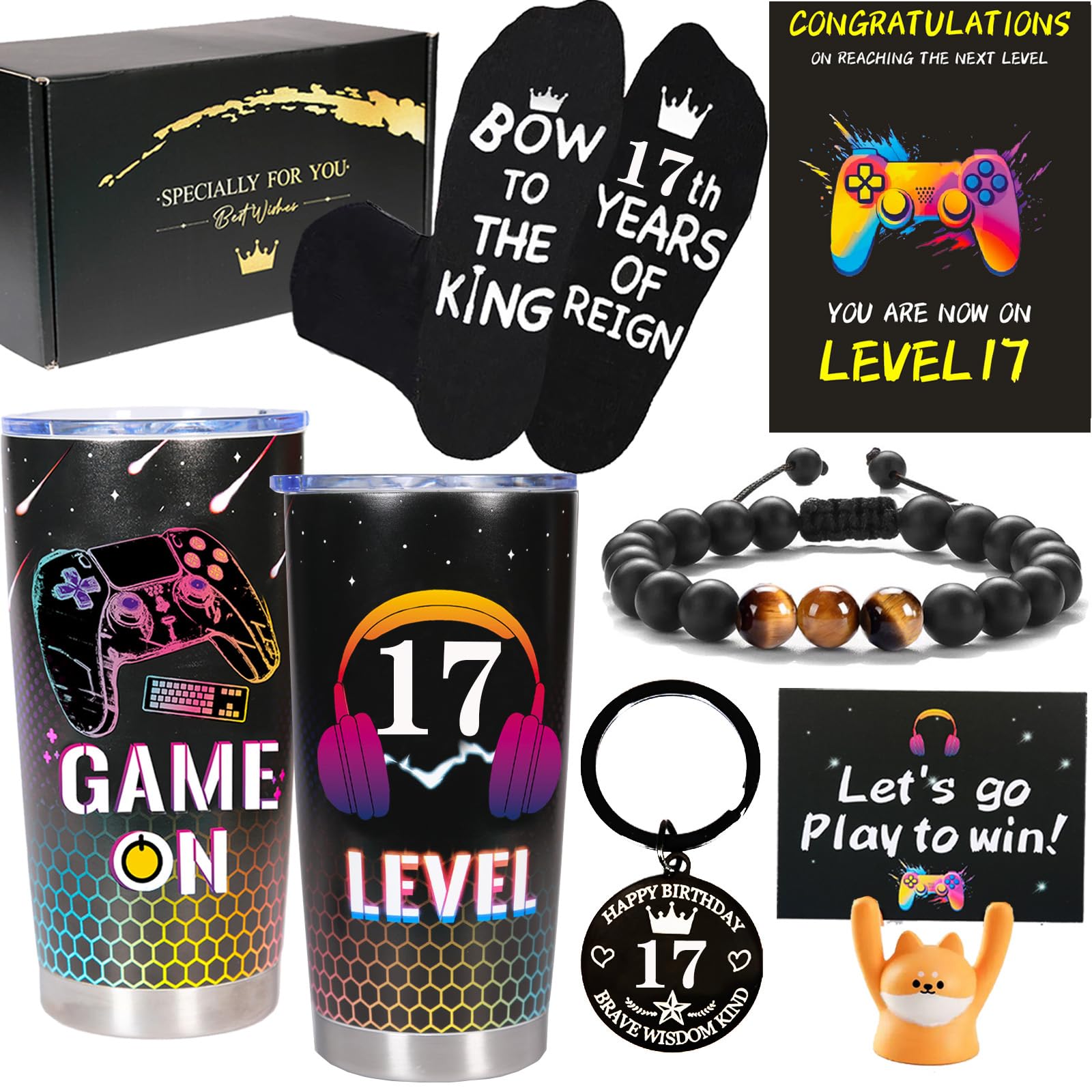 Carselage 17 Year Old Boy Gifts, 17th Birthday Gifts Decorations for Son, Gamer Gifts for Teenage Boy, Christmas Gift for Kids, 